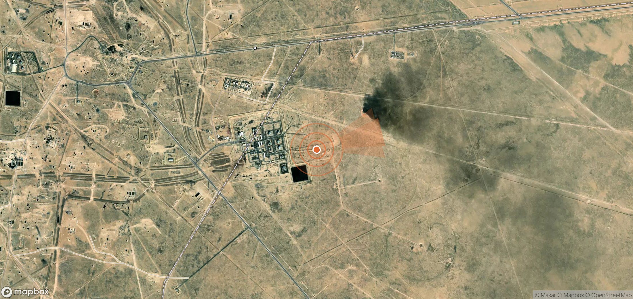 Mapa satelital de plumas de metano en Kuwait