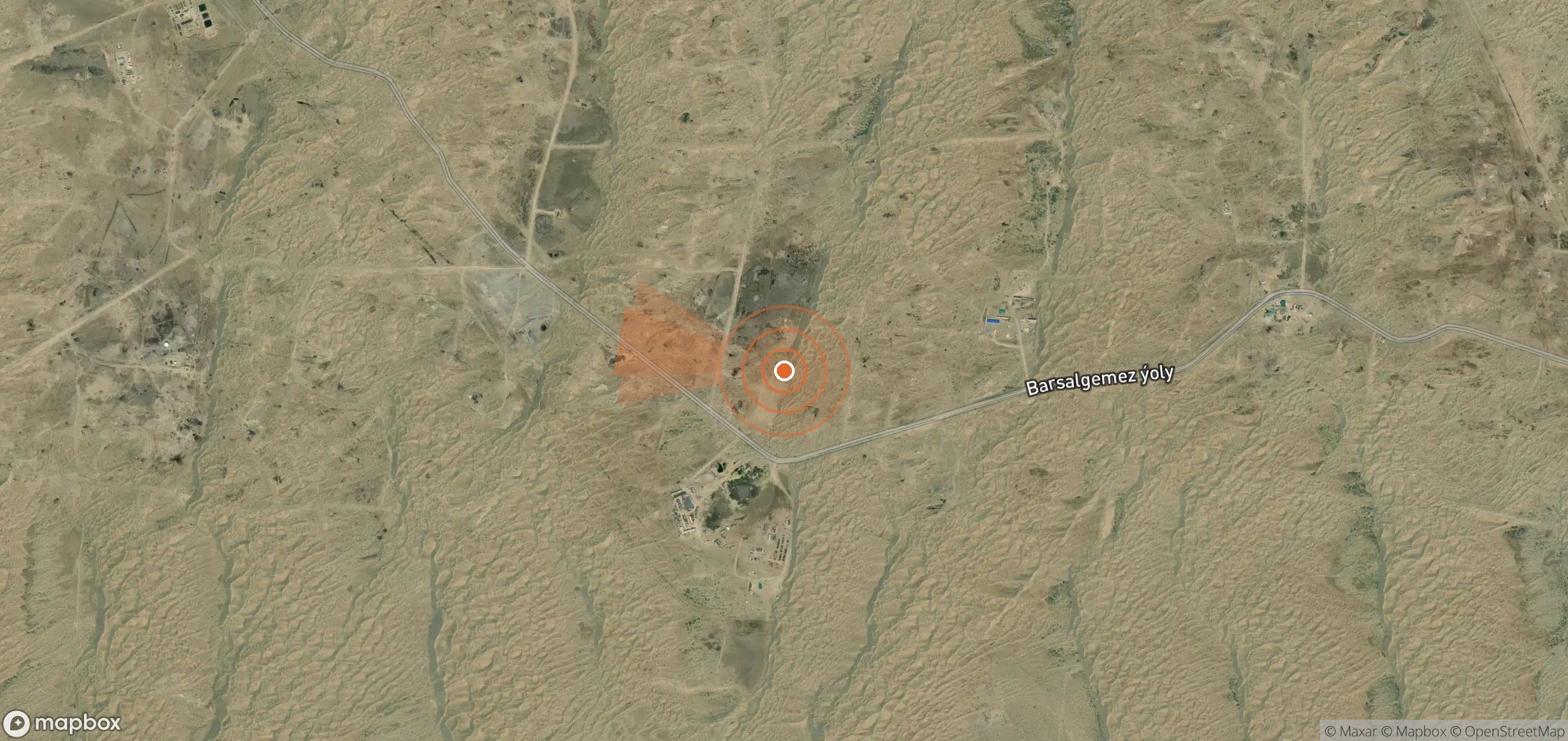 Satellite map of methane plume locations in Turkmenistan