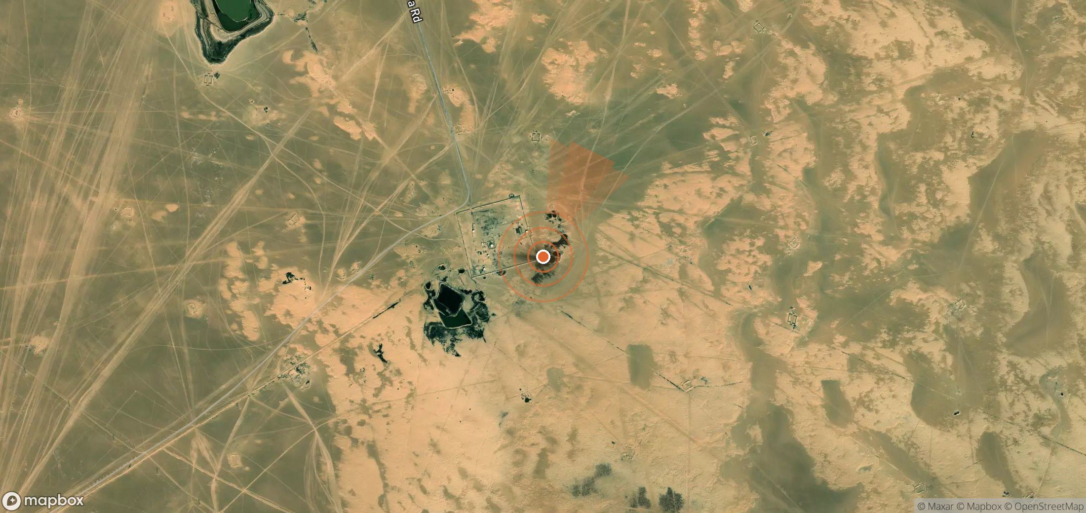 Satellite map of methane plume locations in Libya
