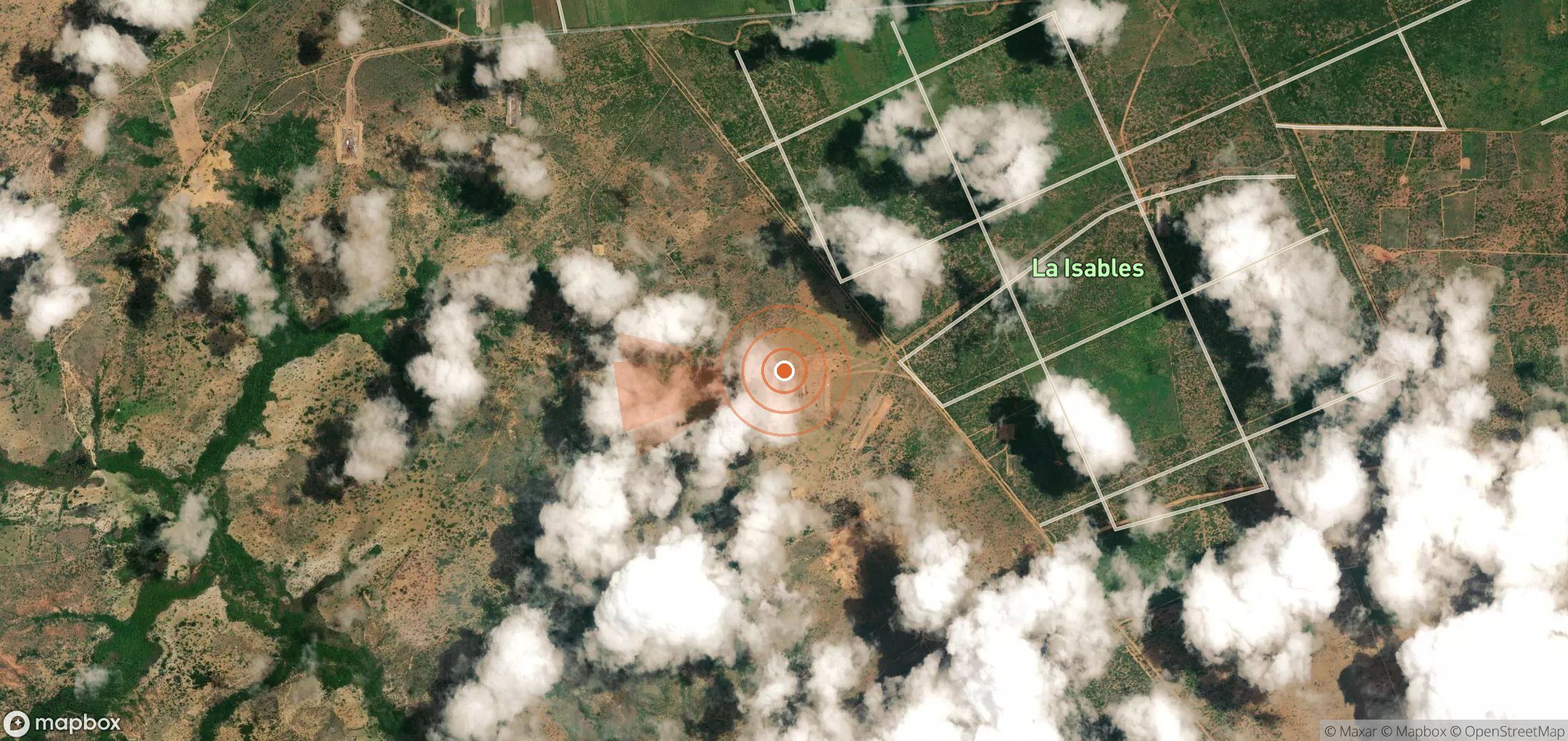 Satellite map of methane plume locations in Venezuela