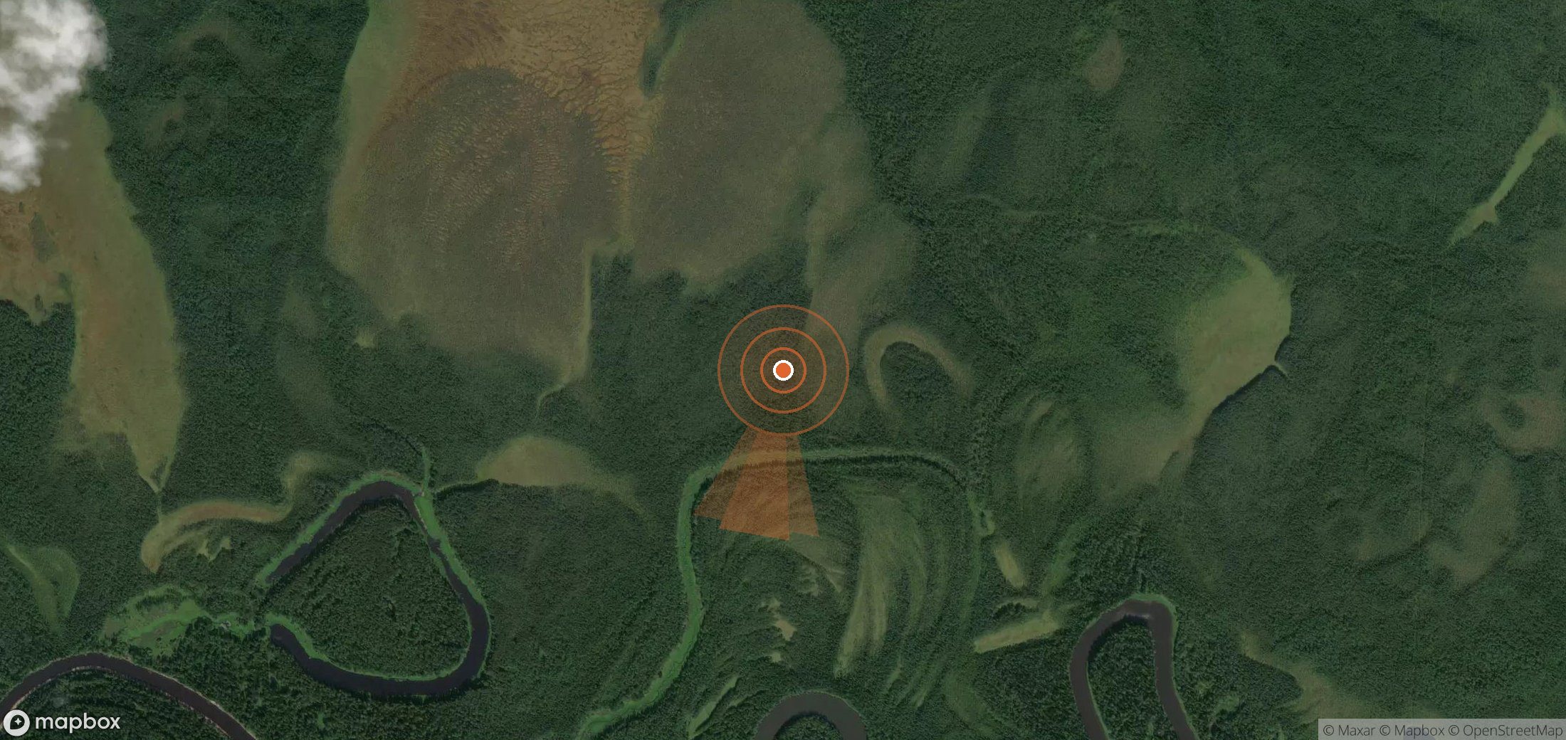 Satellite map of methane plume locations in Russia