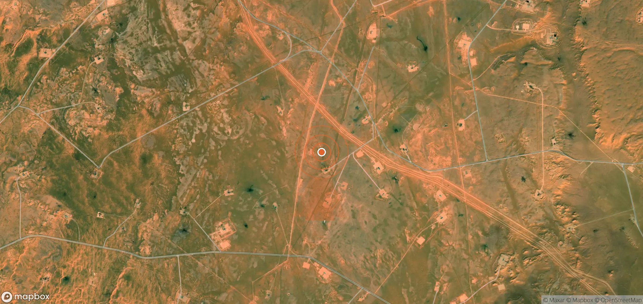 Satellite map of methane plume locations in Algeria