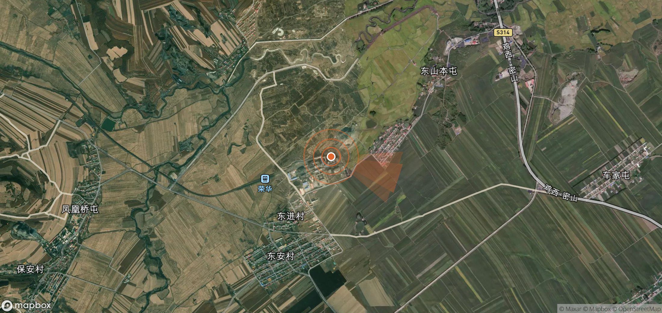 Satellite map of methane plume locations in China
