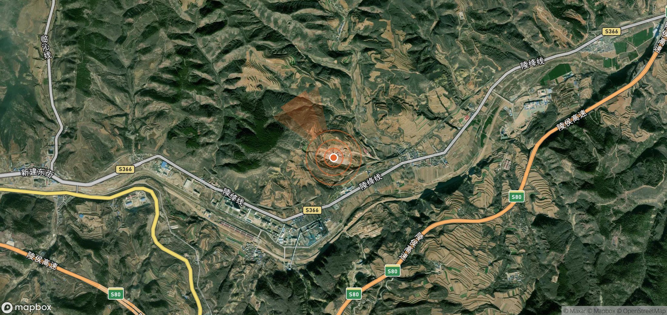 Mapa satelital de plumas de metano en China