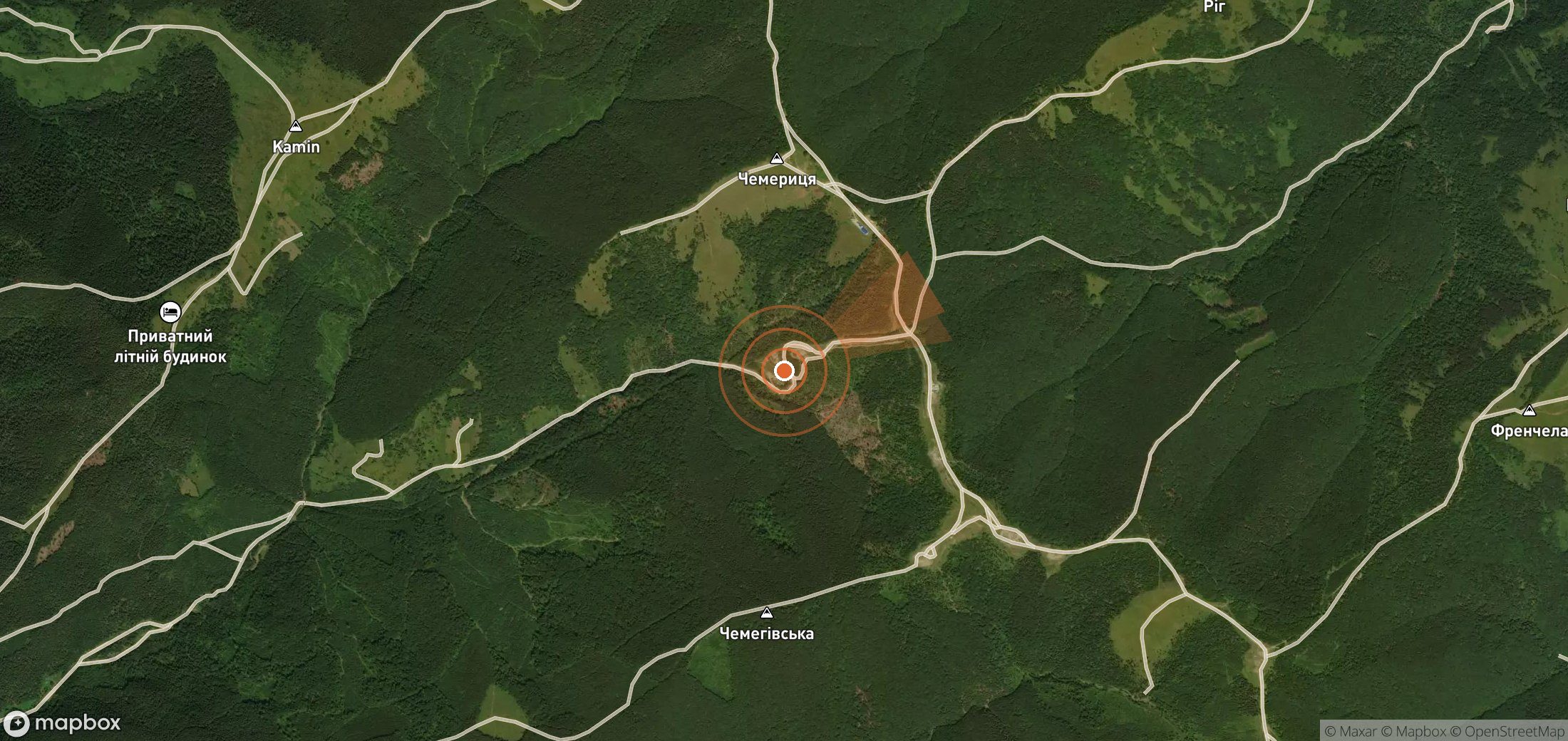 Mapa satelital de plumas de metano en Ucrania