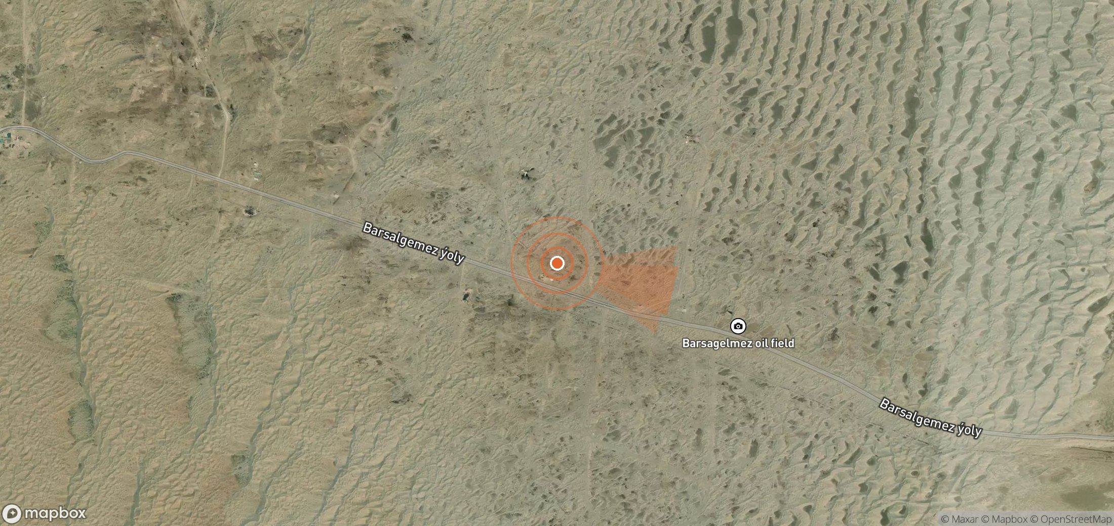 Mapa satelital de plumas de metano en Turkmenistán
