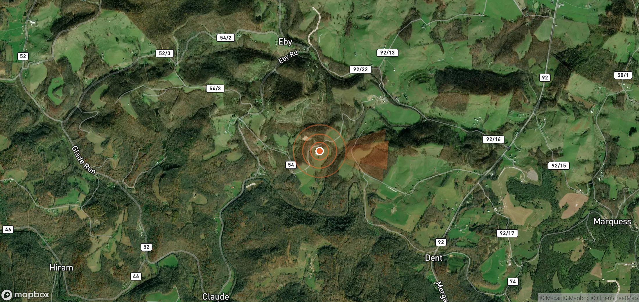 Satellite map of methane plume locations in United States