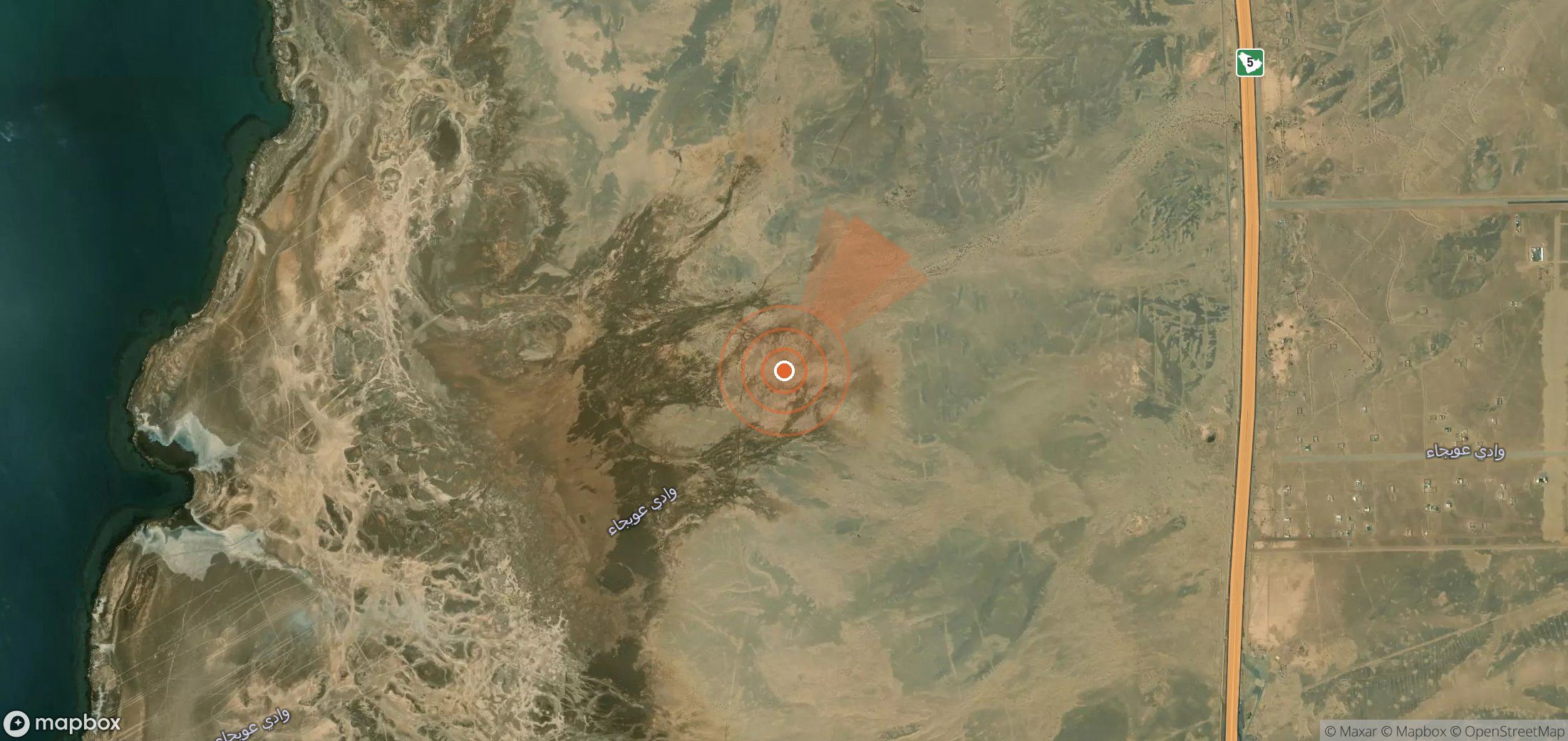 Satellite map of methane plume locations in Saudi Arabia