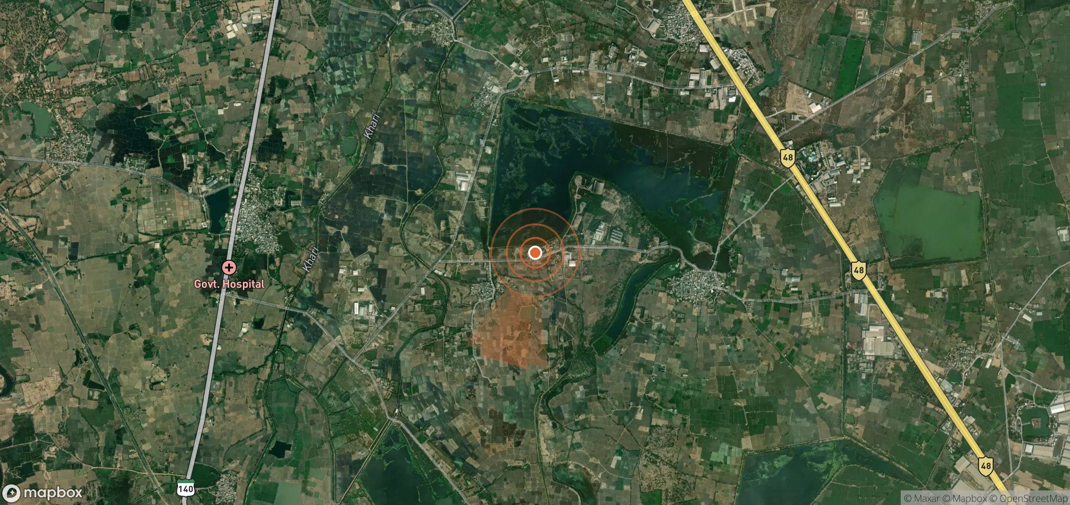 Satellite map of methane plume locations in India