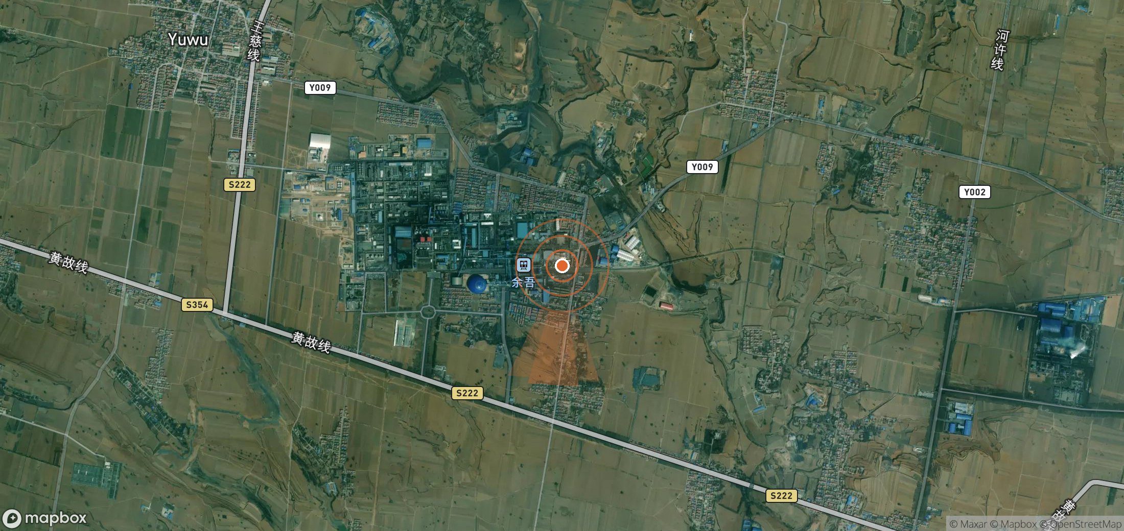 Satellite map of methane plume locations in China
