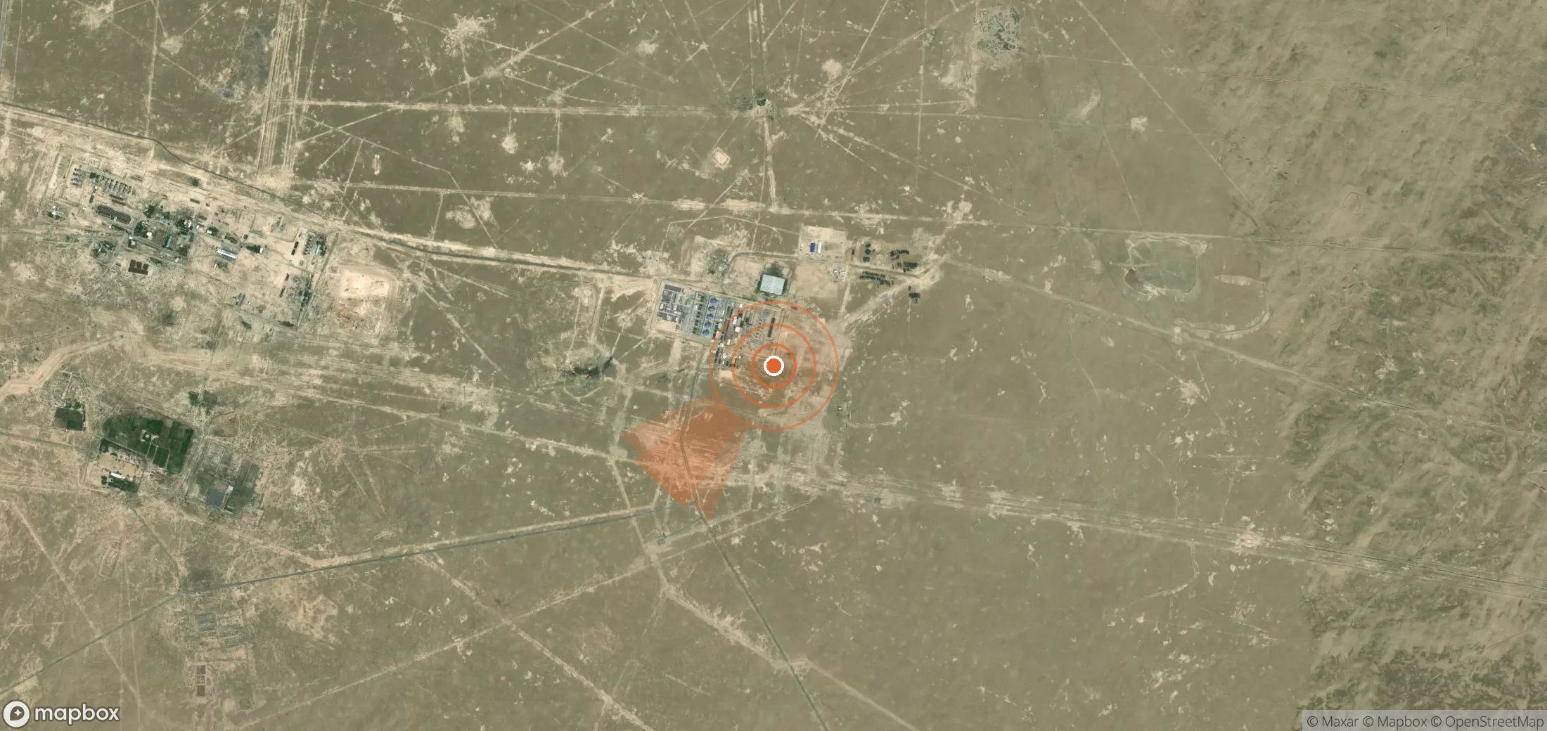 Satellite map of methane plume locations in Uzbekistan