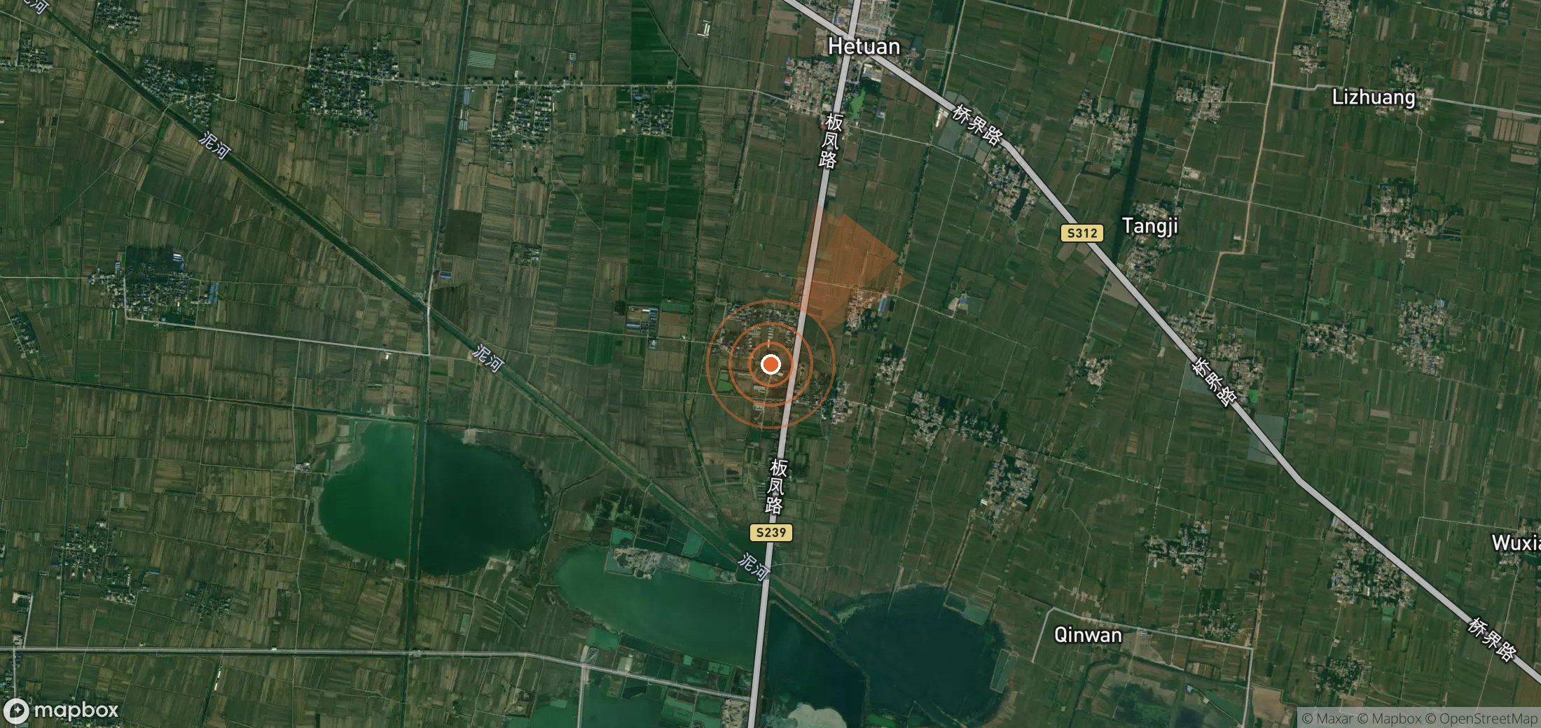 Mapa satelital de plumas de metano en China