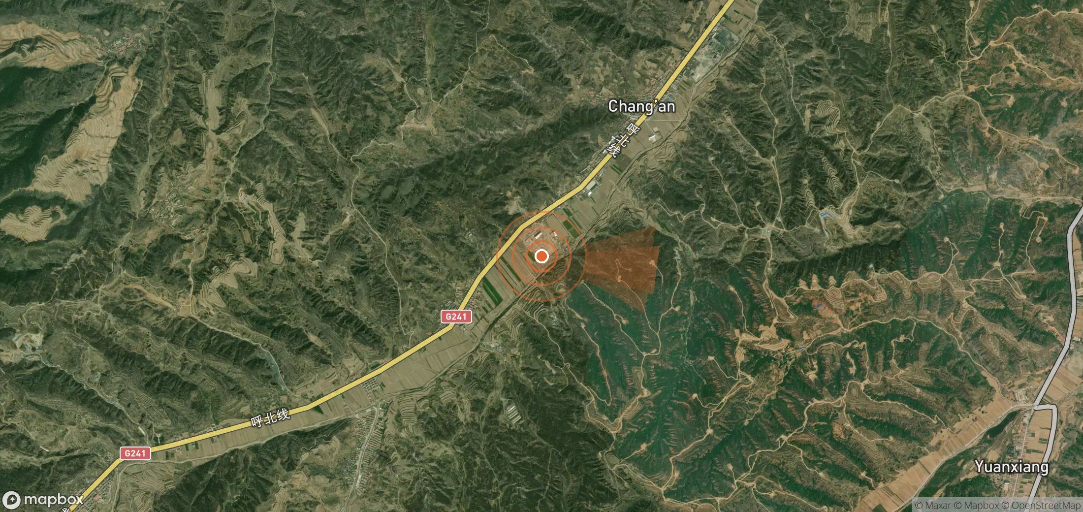 Satellite map of methane plume locations in China