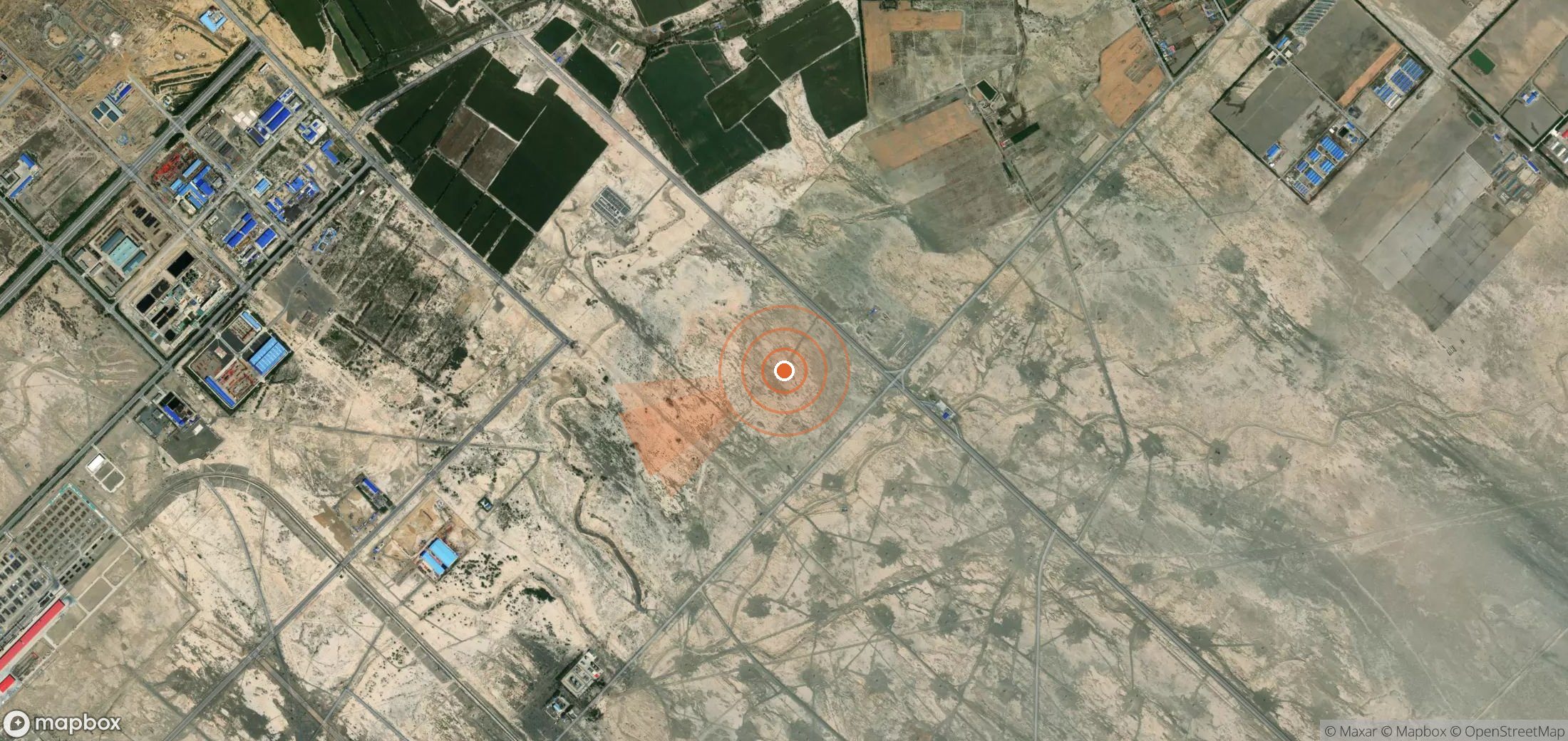 Satellite map of methane plume locations in China