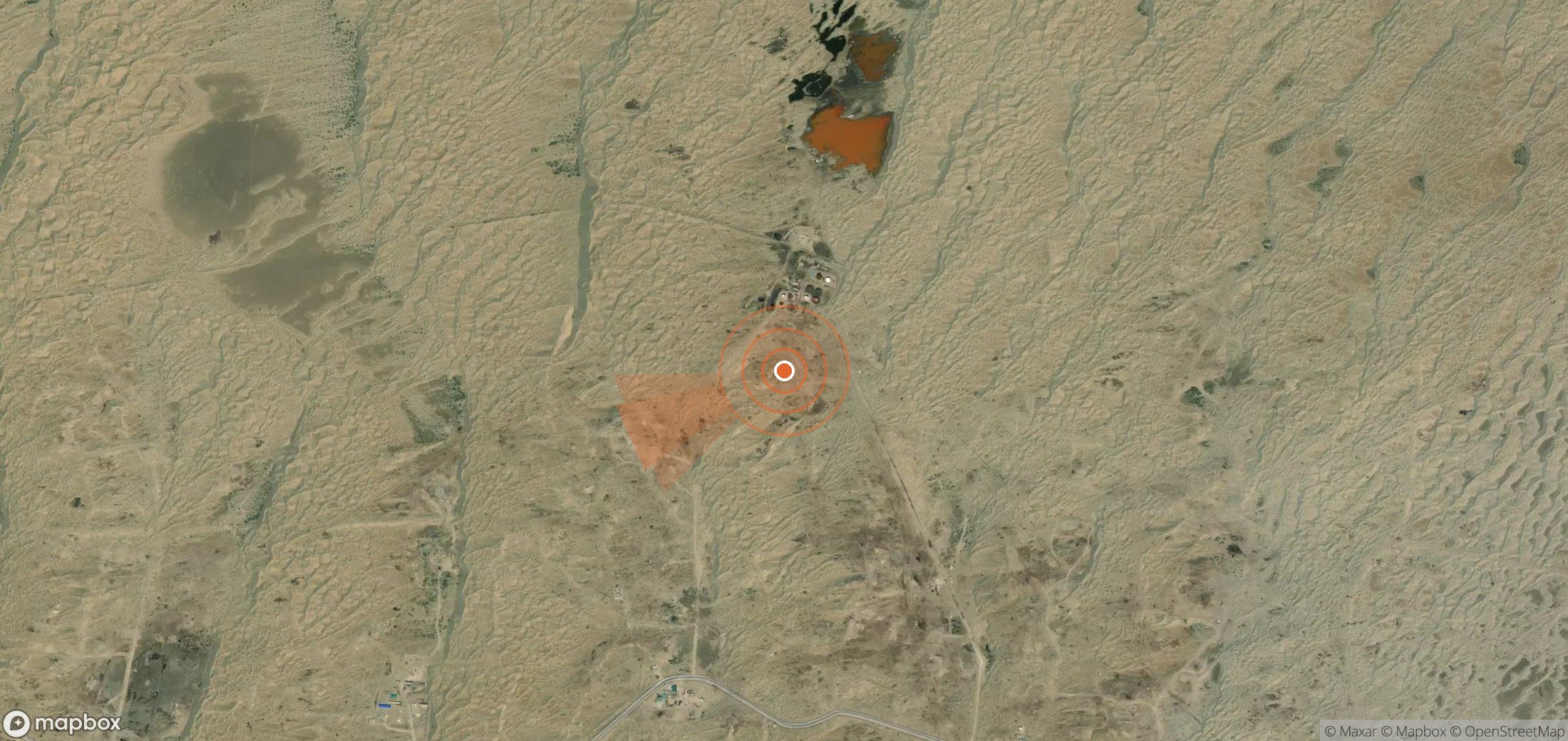 Mapa satelital de plumas de metano en Turkmenistán