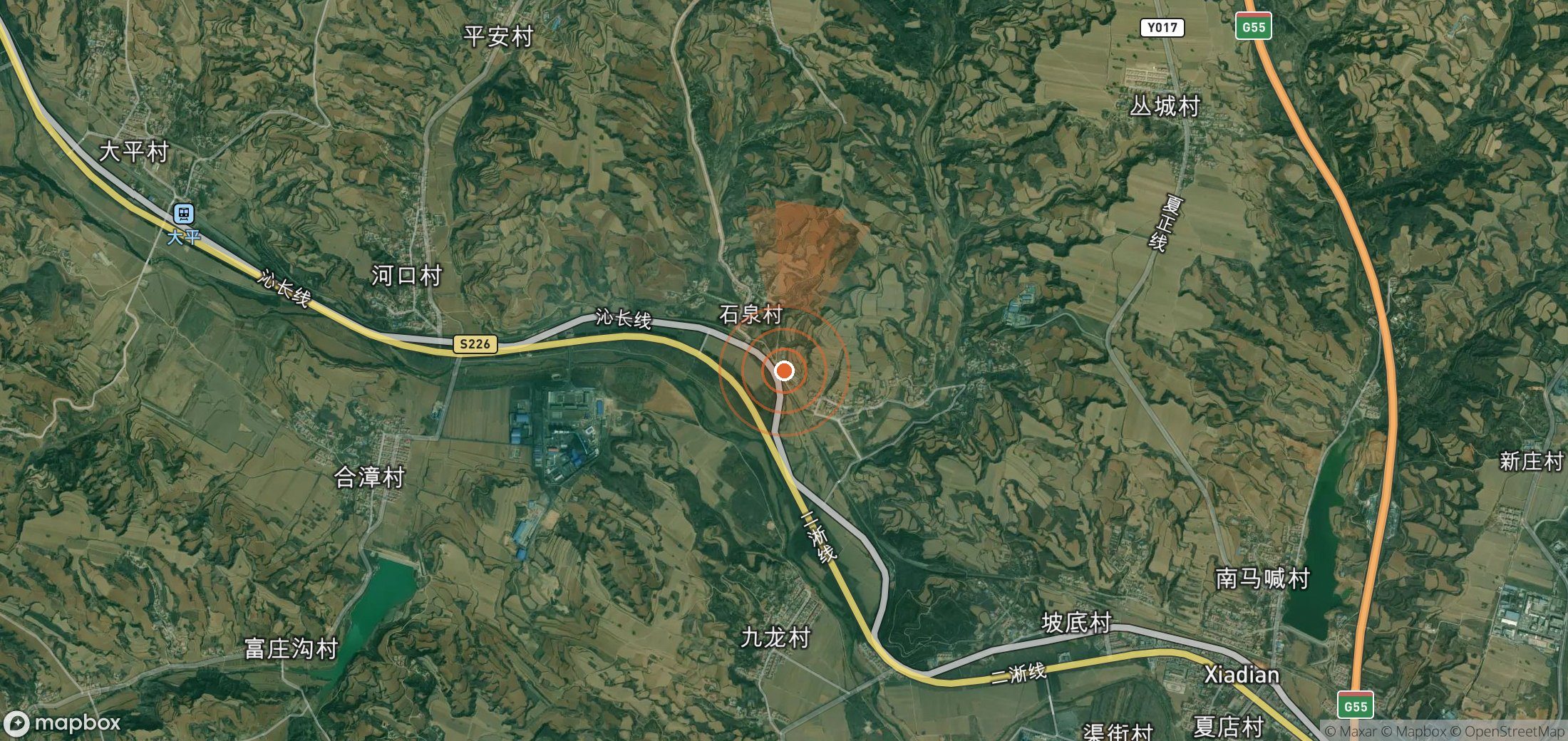 Satellite map of methane plume locations in China