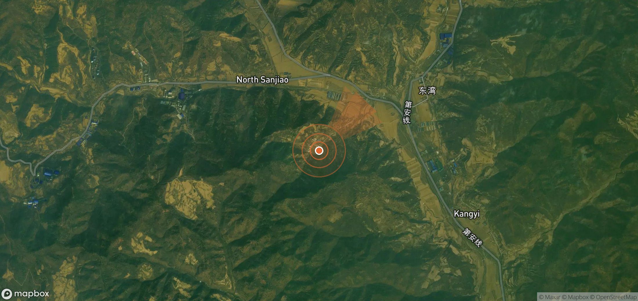Satellite map of methane plume locations in China