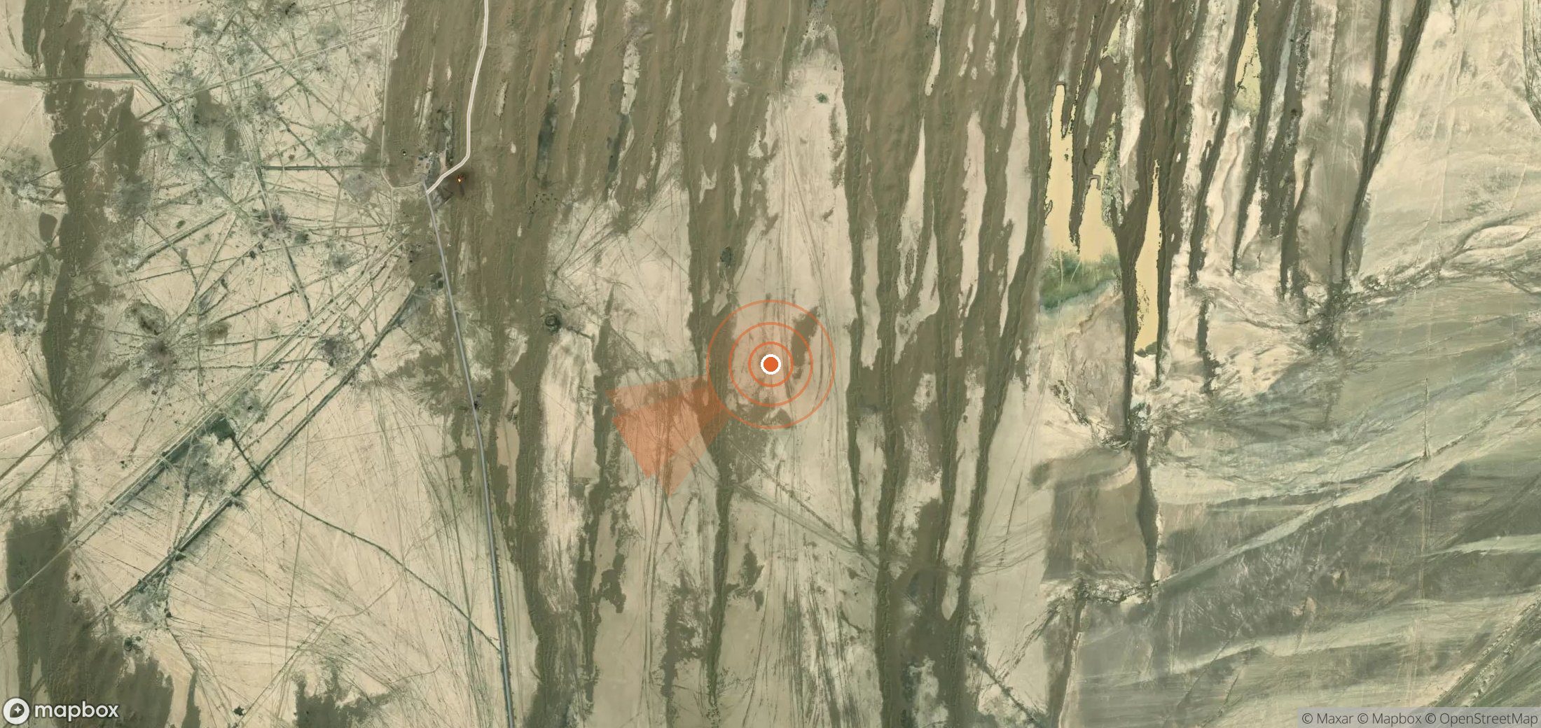 Satellite map of methane plume locations in Turkmenistan