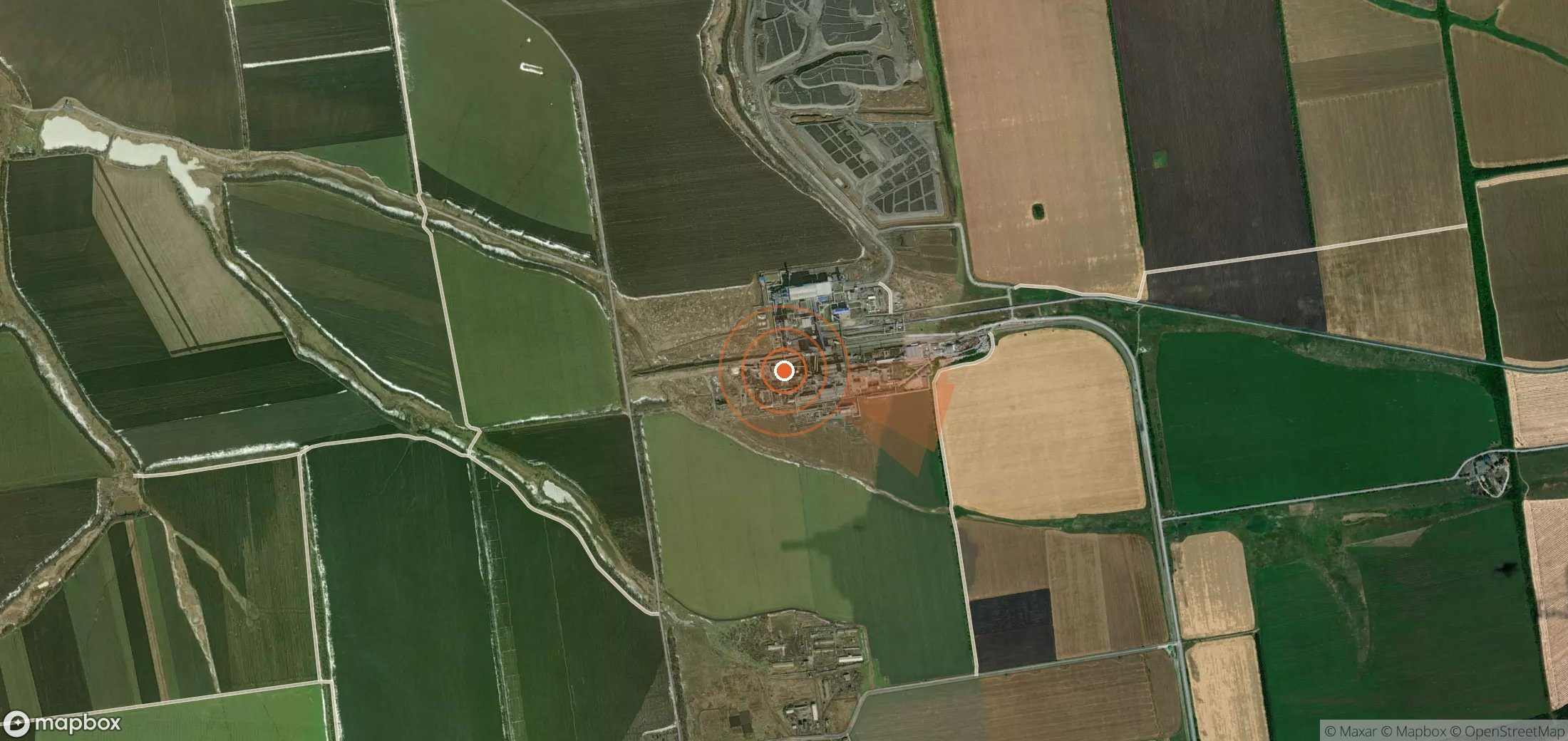 Satellite map of methane plume locations in Ukraine