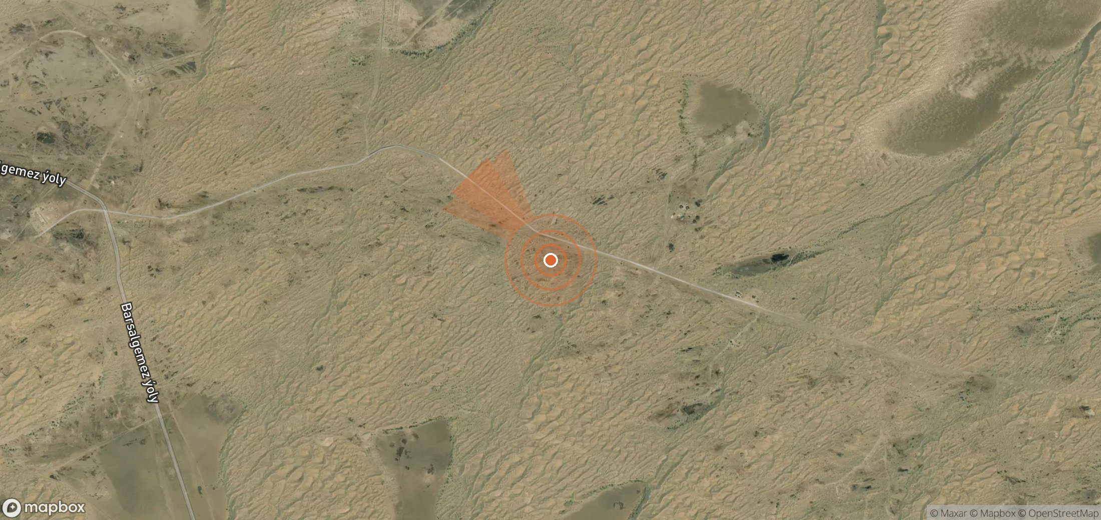 Satellite map of methane plume locations in Turkmenistan