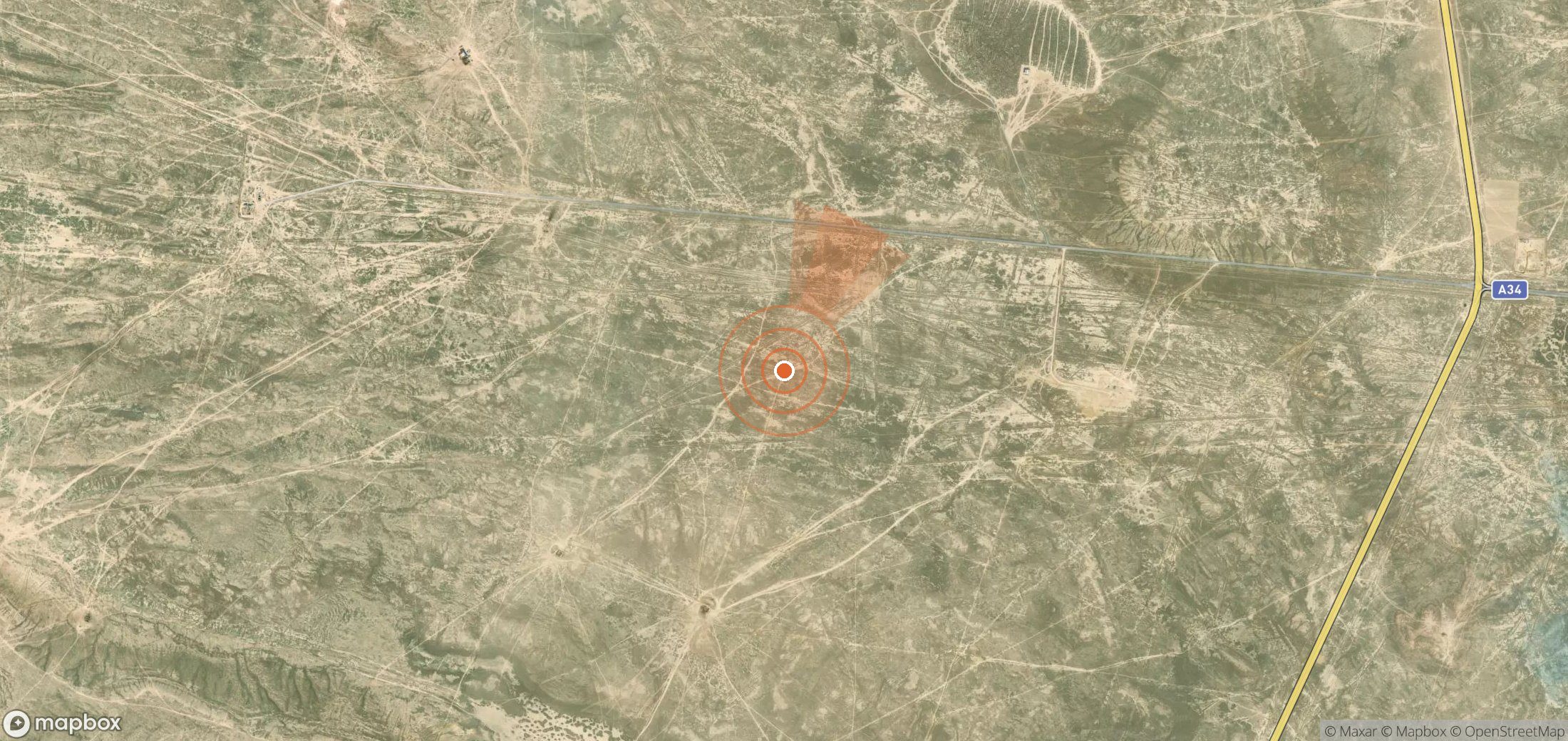 Mapa satelital de plumas de metano en Kazajistán
