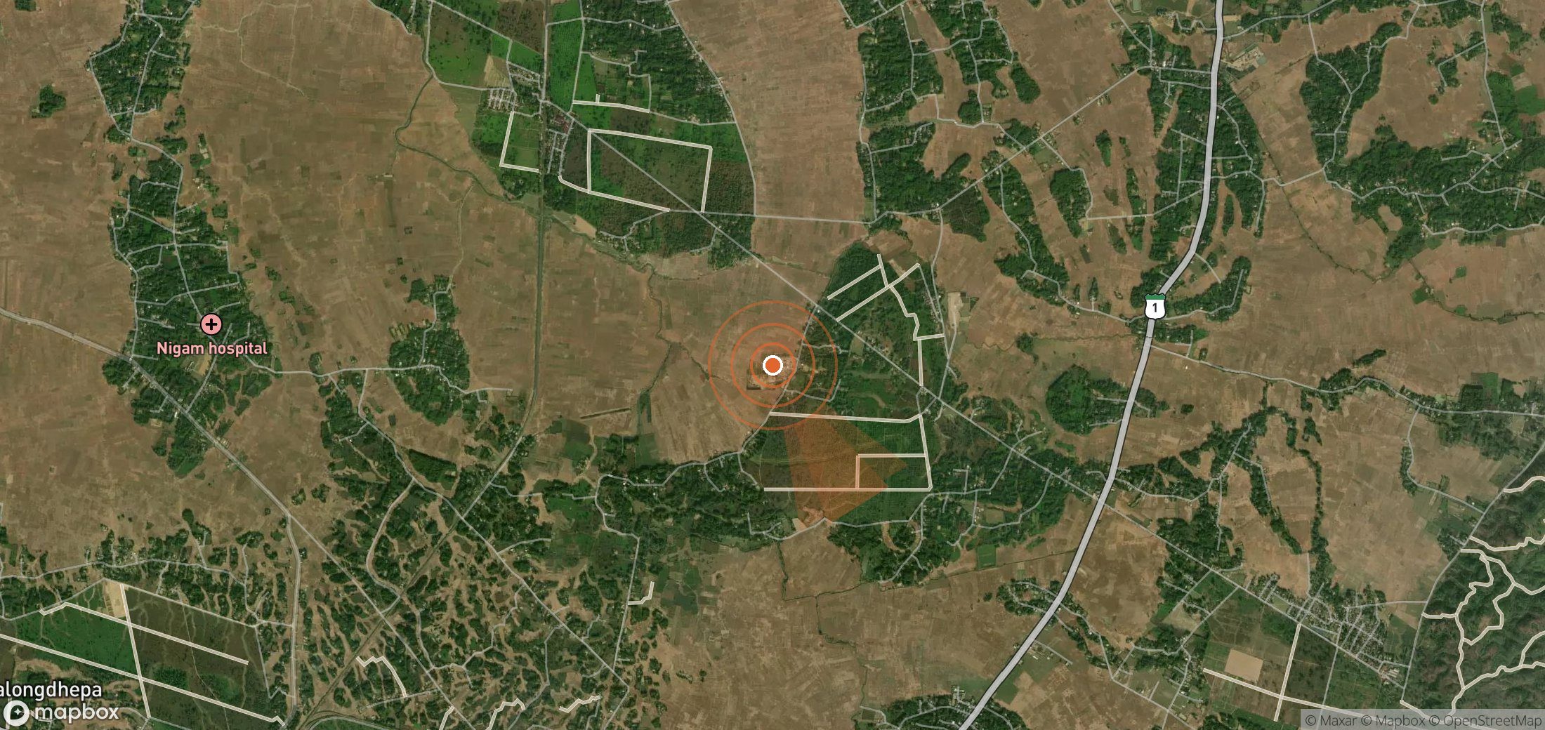 Satellite map of methane plume locations in India