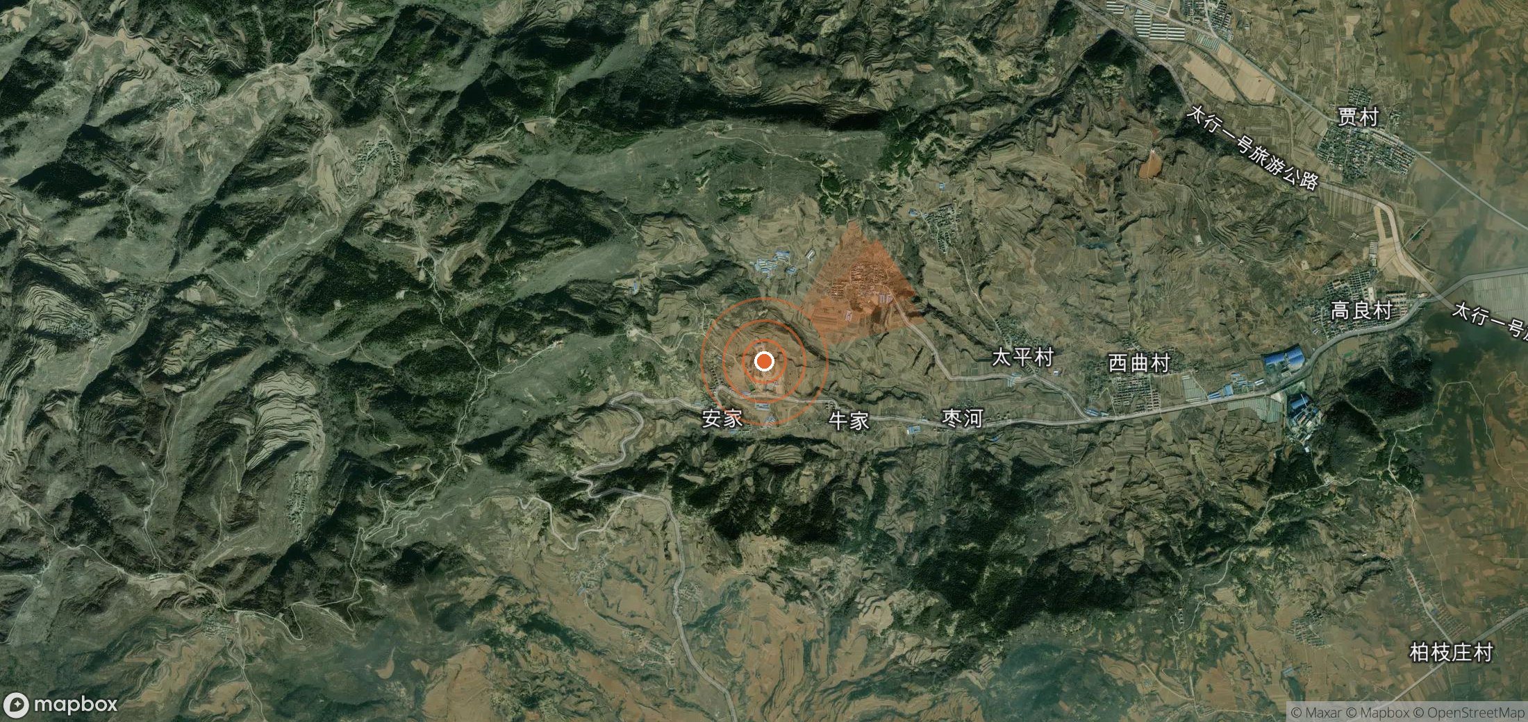 Mapa satelital de plumas de metano en China