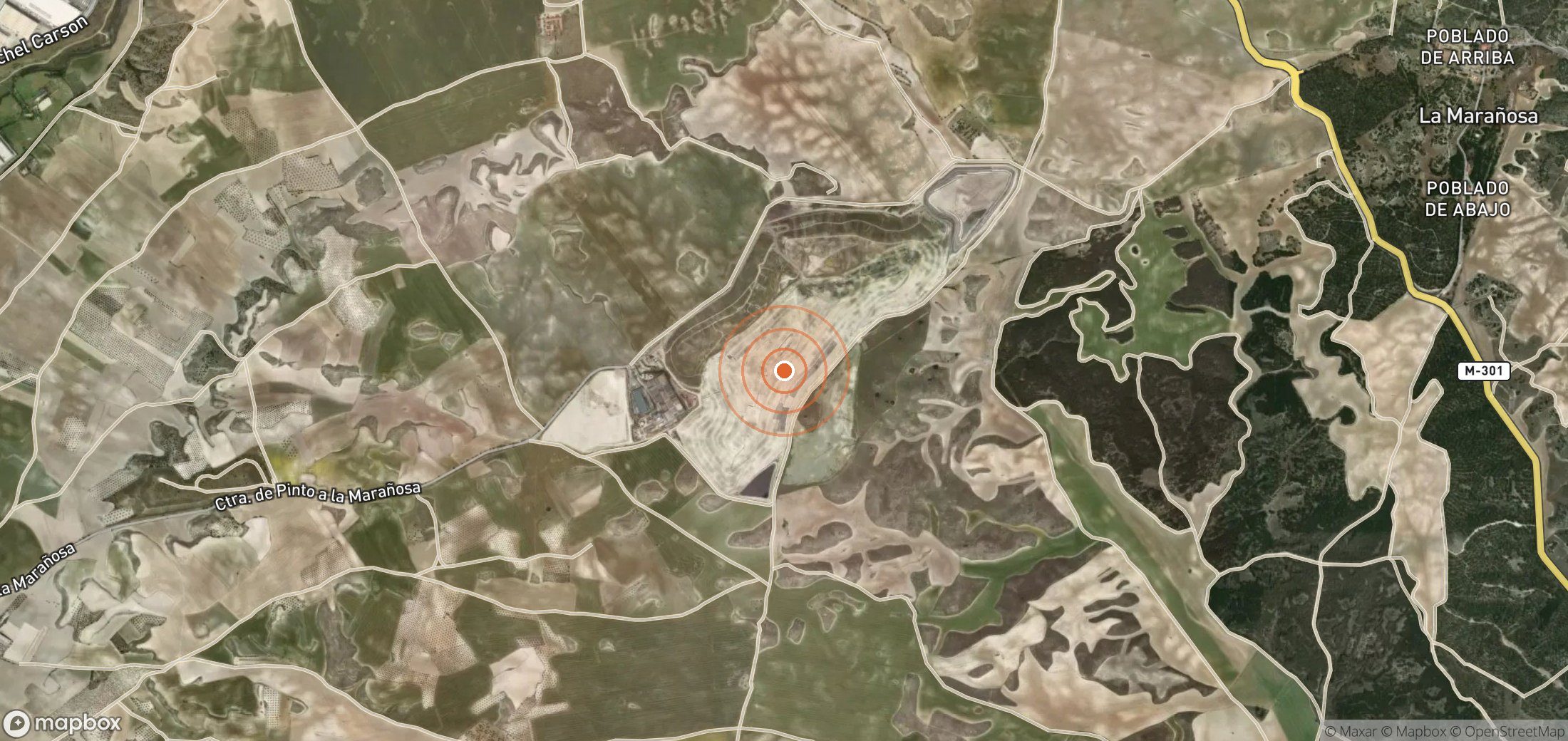 Satellite map of methane plume locations in Spain