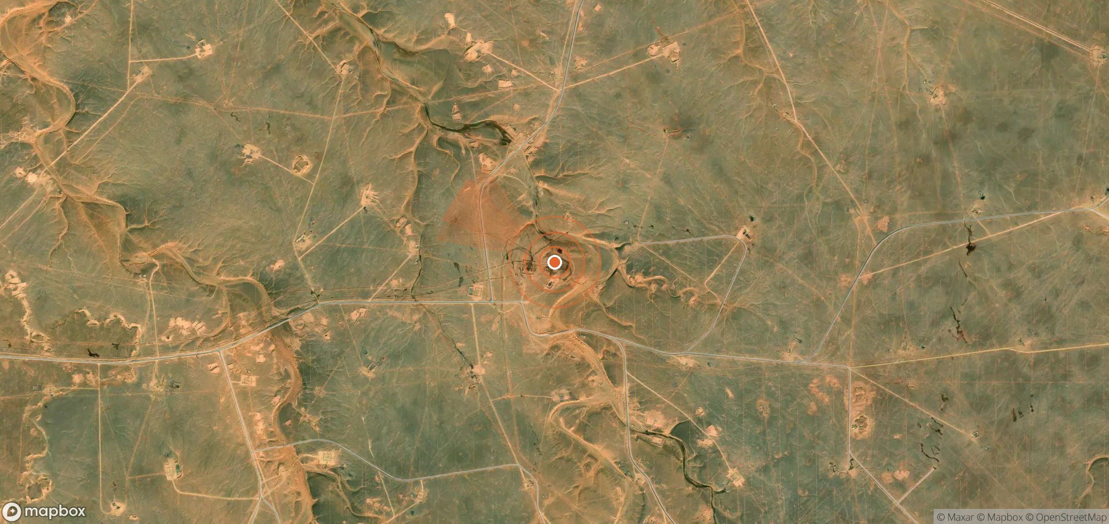 Satellite map of methane plume locations in Algeria
