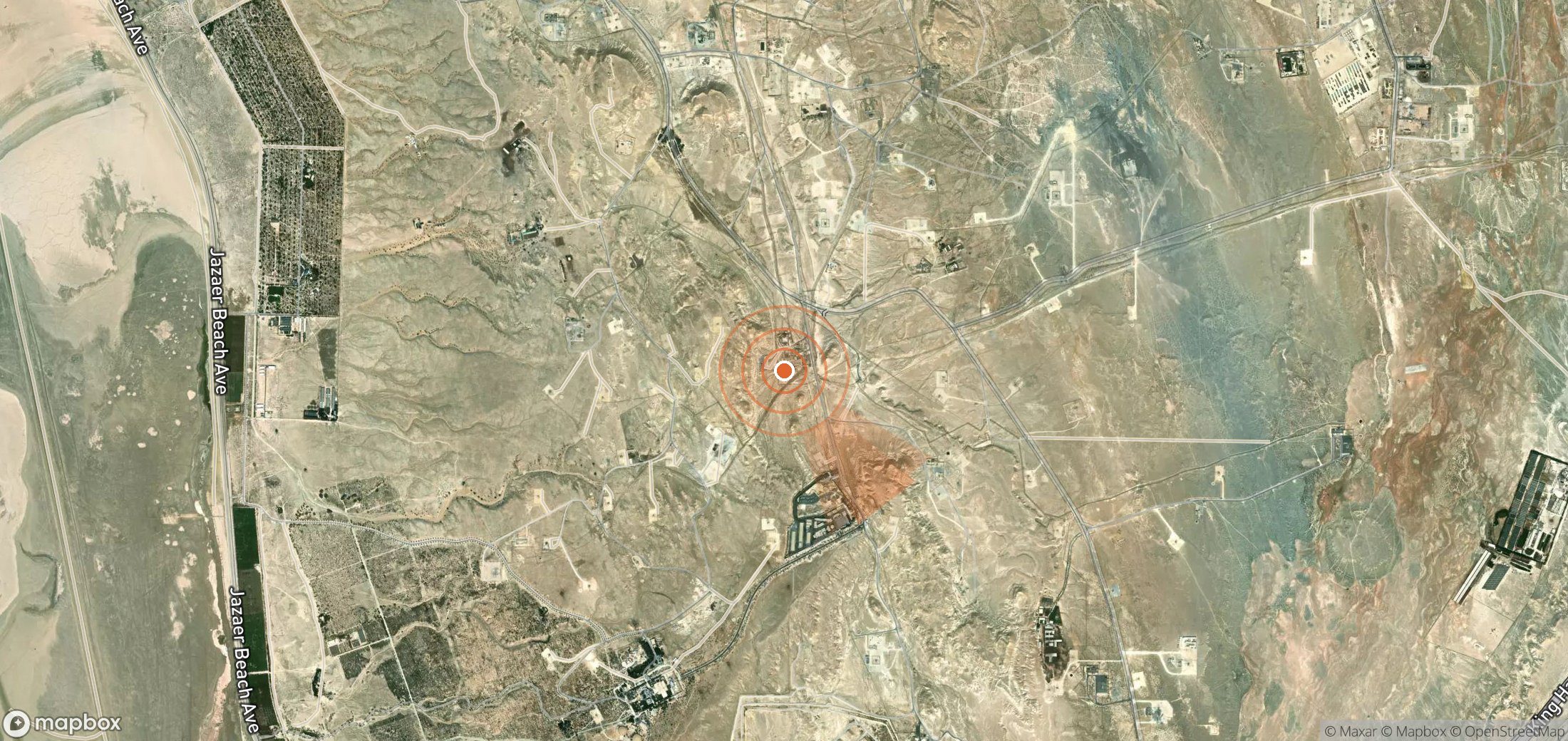 Satellite map of methane plume locations in Bahrain