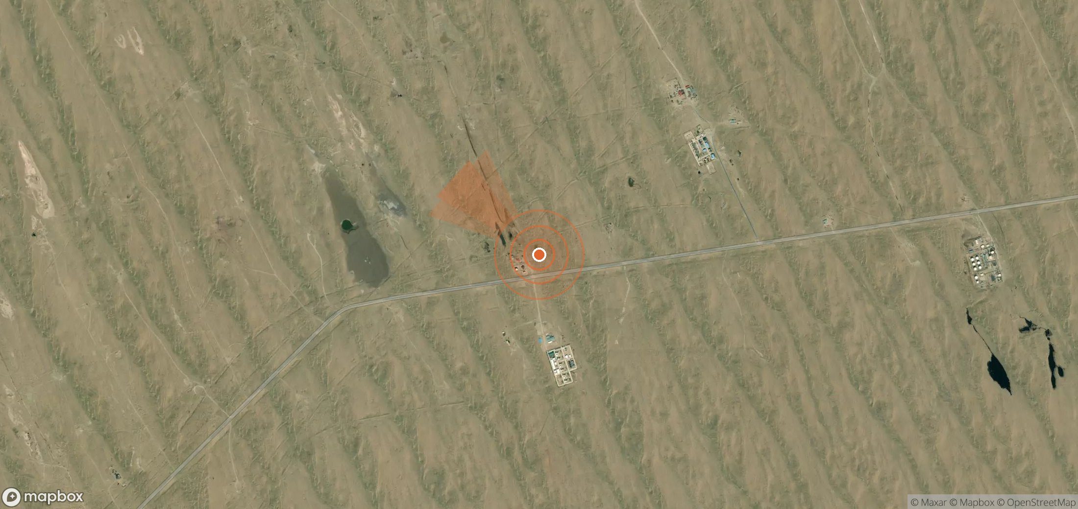 Satellite map of methane plume locations in Turkmenistan