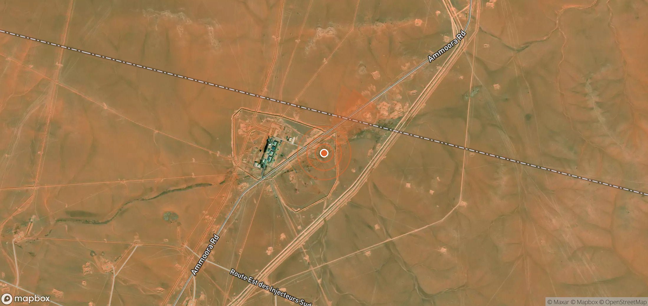 Satellite map of methane plume locations in Algeria