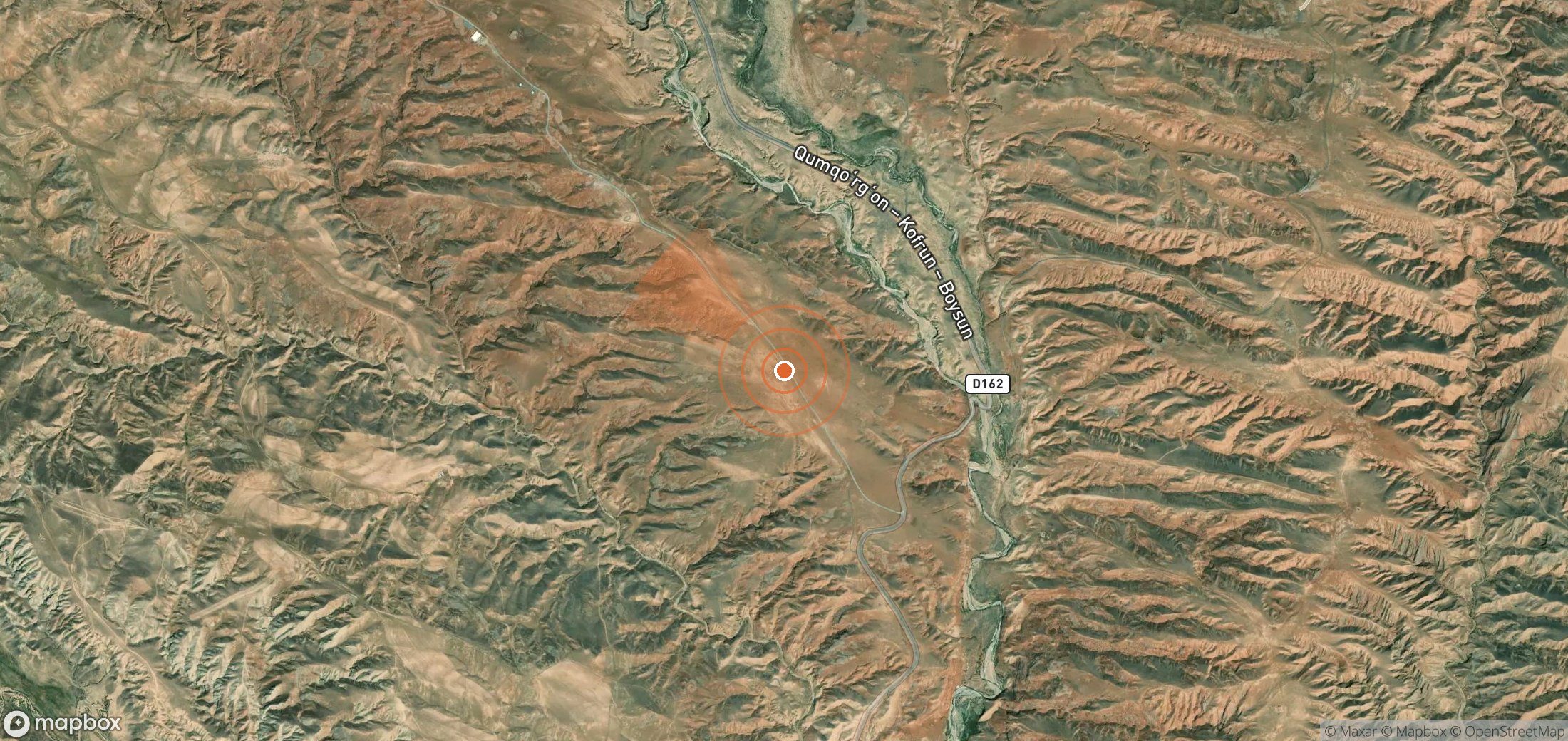 Mapa satelital de plumas de metano en Uzbekistán