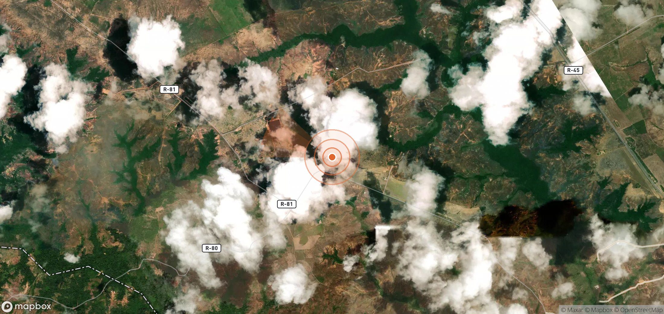 Satellite map of methane plume locations in Venezuela