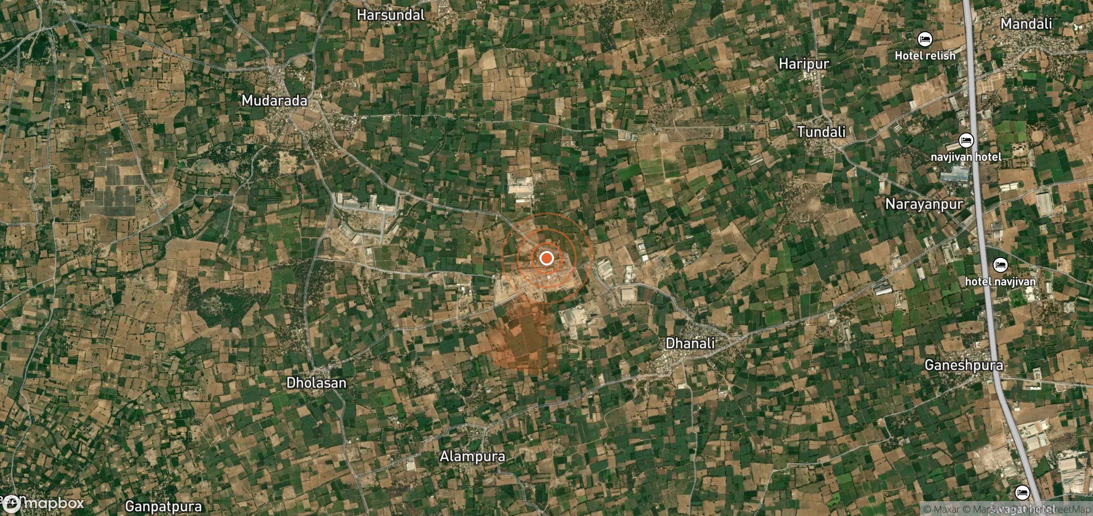 Satellite map of methane plume locations in India
