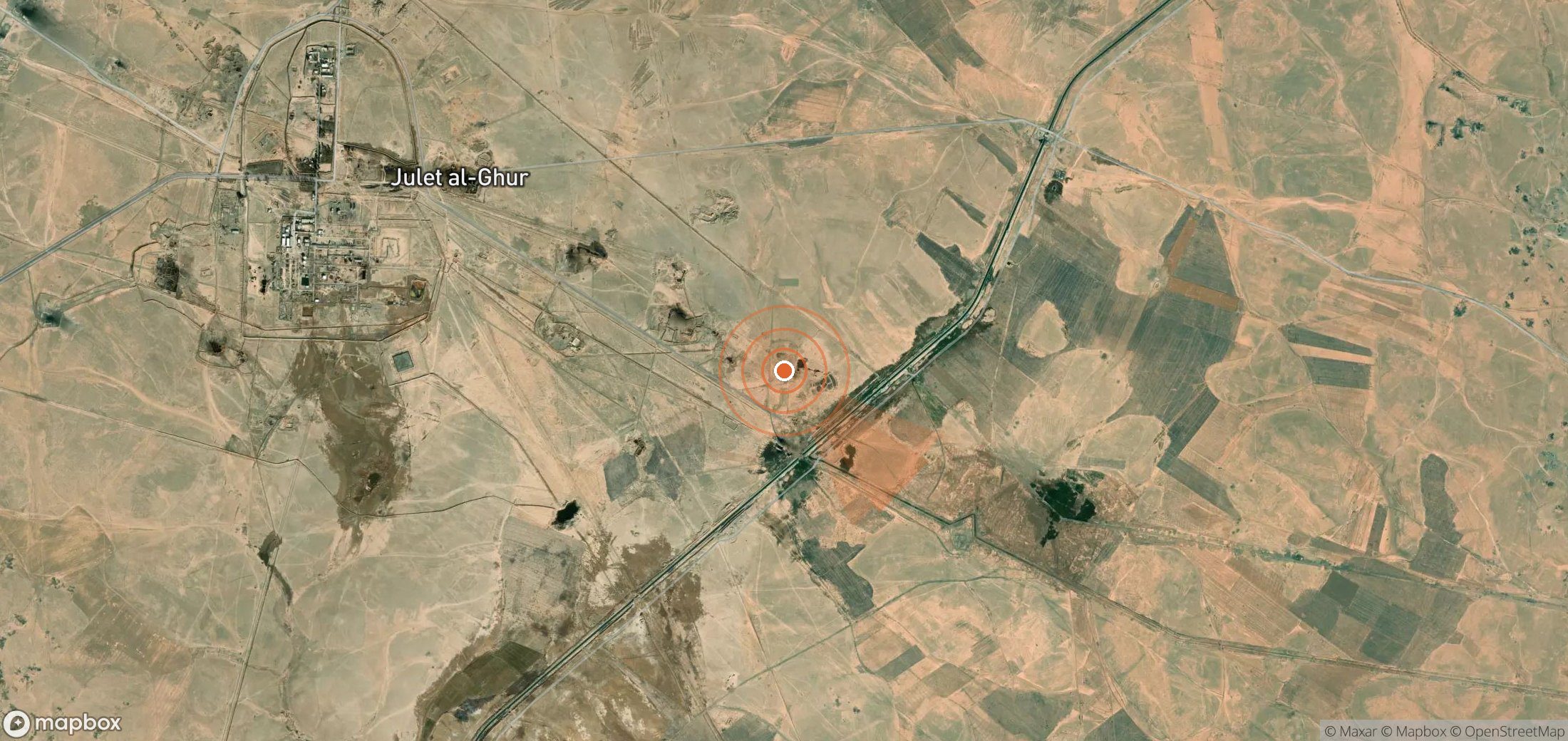 Satellite map of methane plume locations in Syria