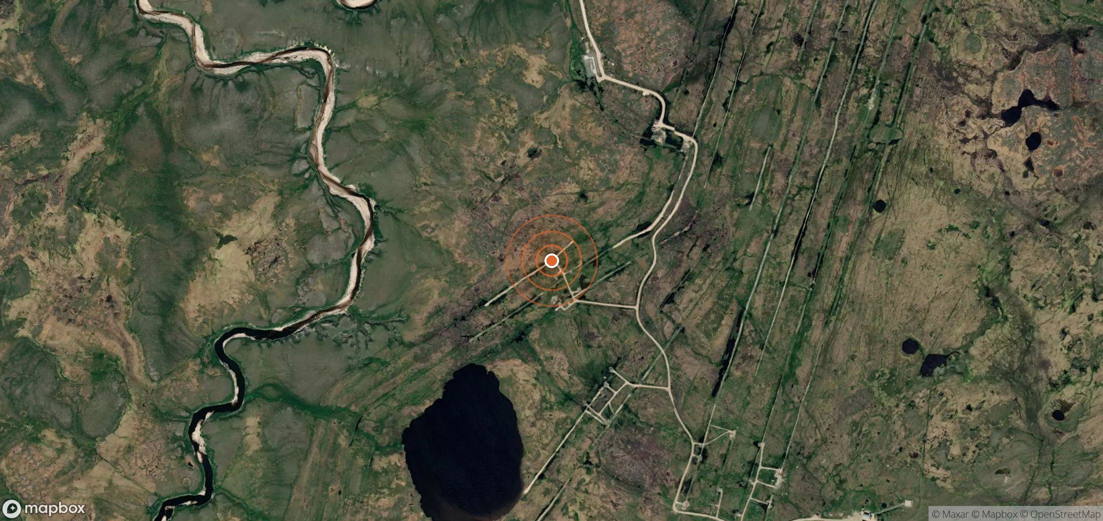 Satellite map of methane plume locations in Russia