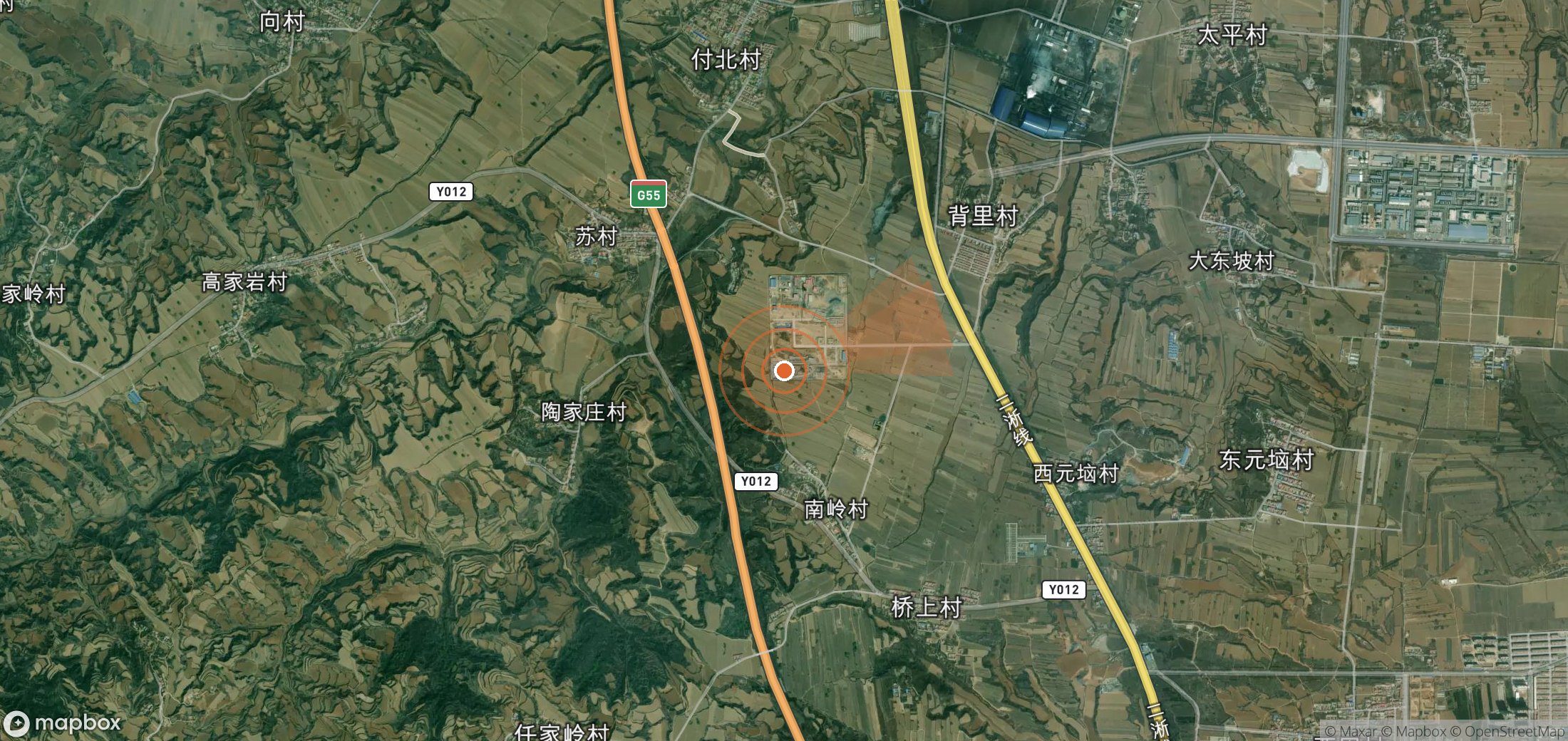 Satellite map of methane plume locations in China