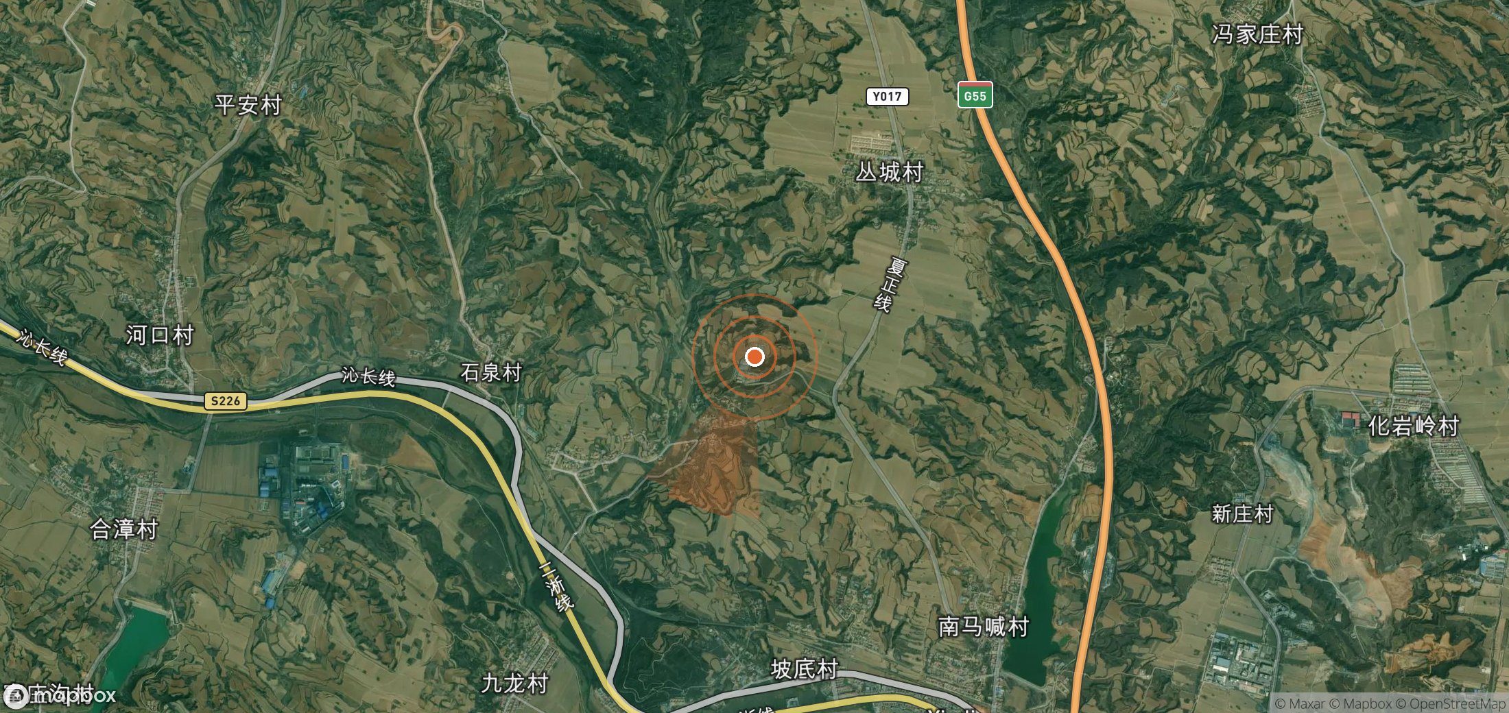 Satellite map of methane plume locations in China