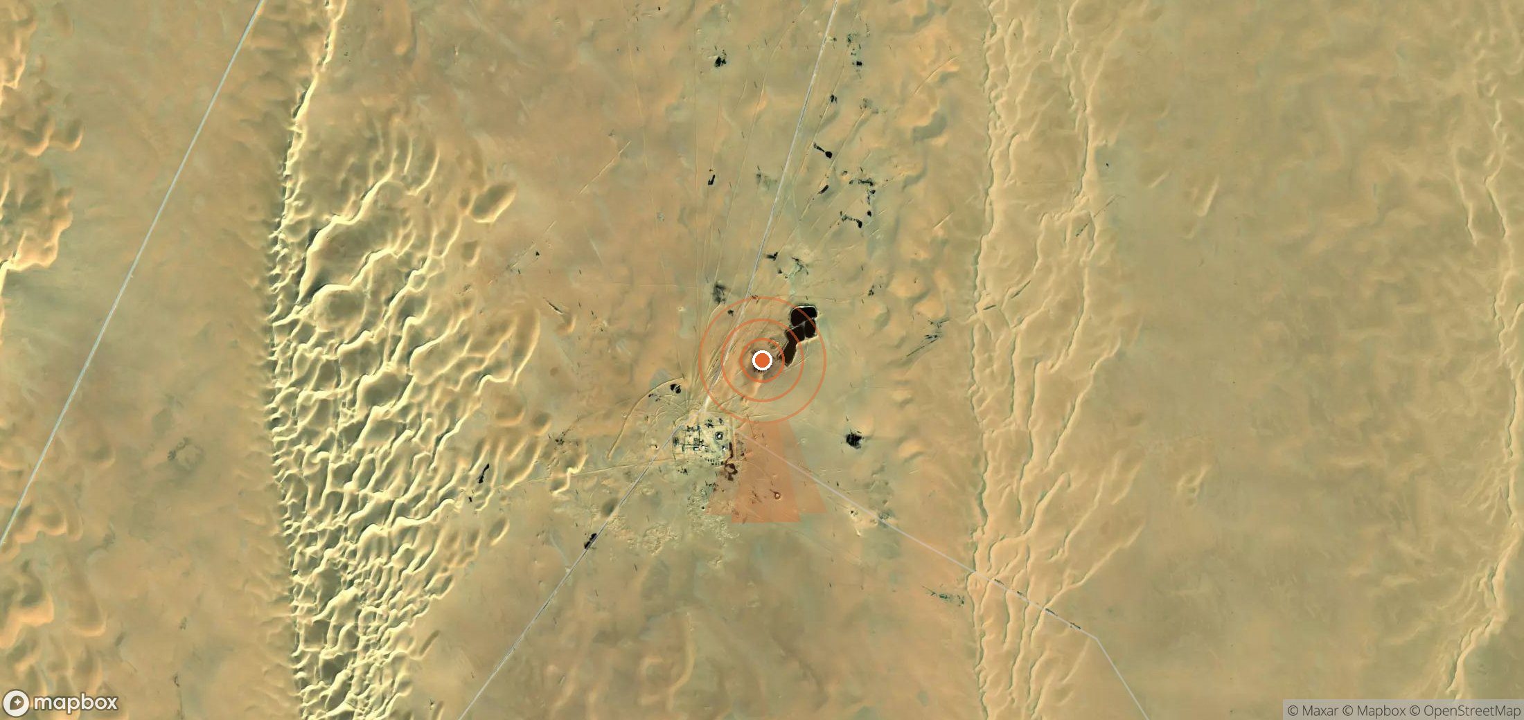 Satellite map of methane plume locations in Libya
