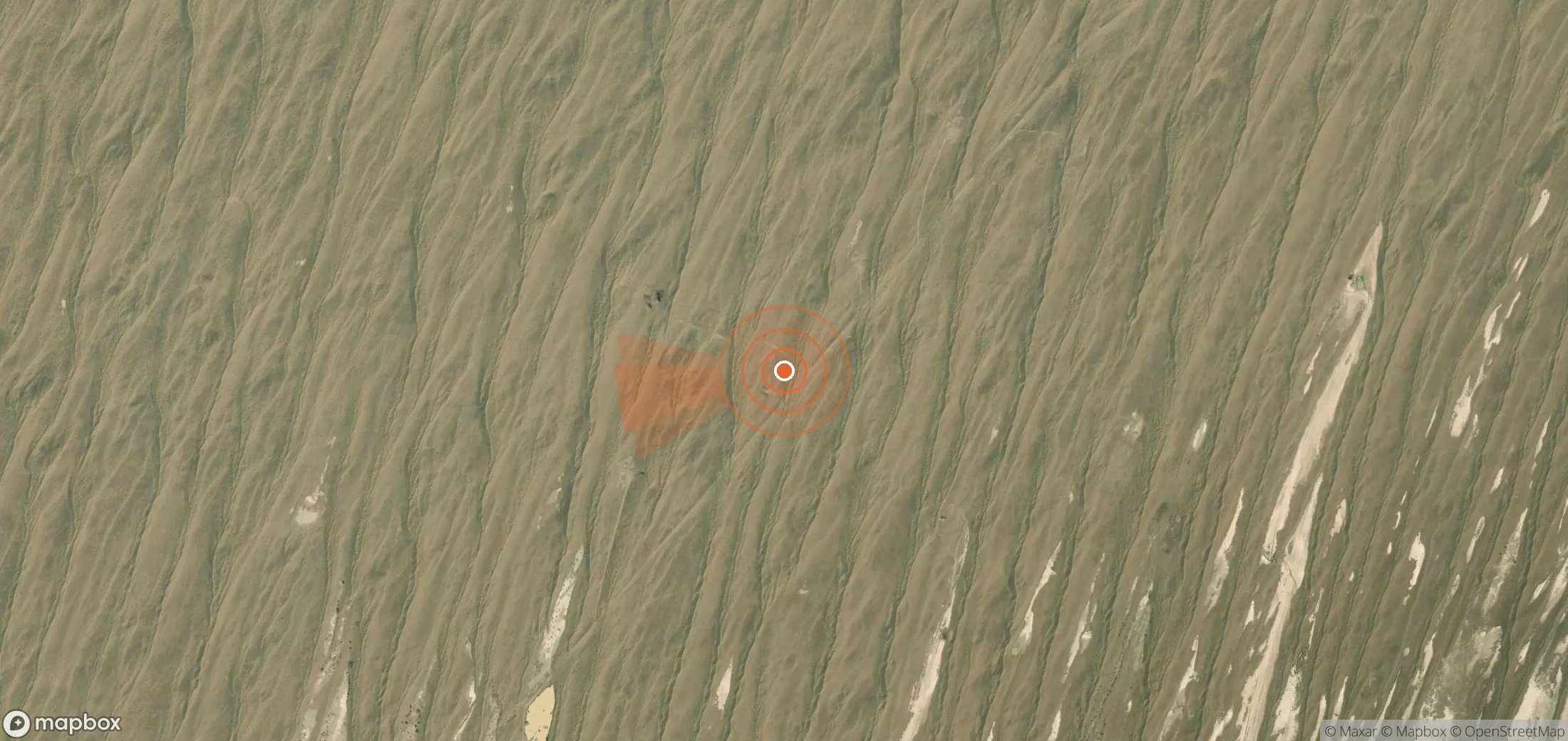 Satellite map of methane plume locations in Turkmenistan