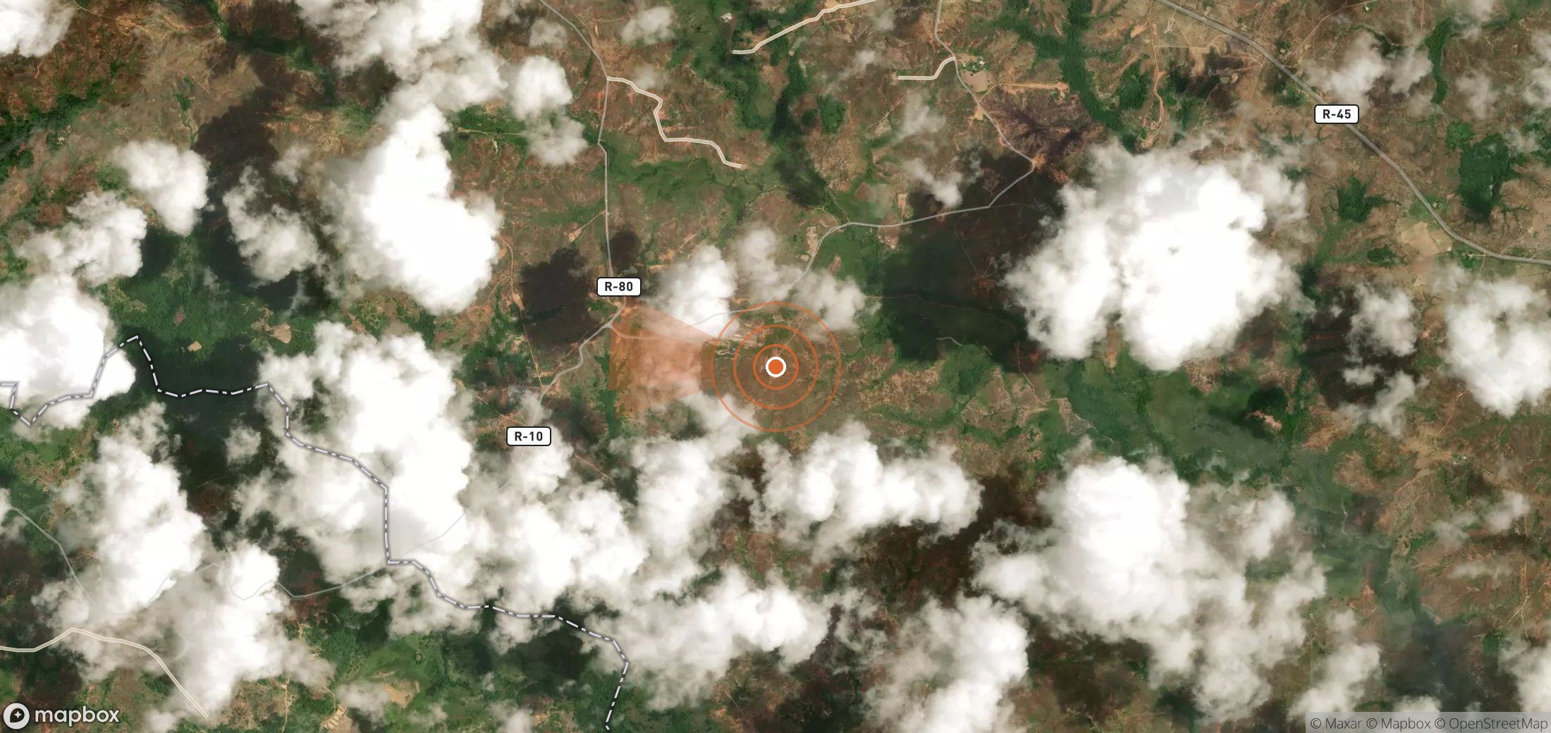 Satellite map of methane plume locations in Venezuela