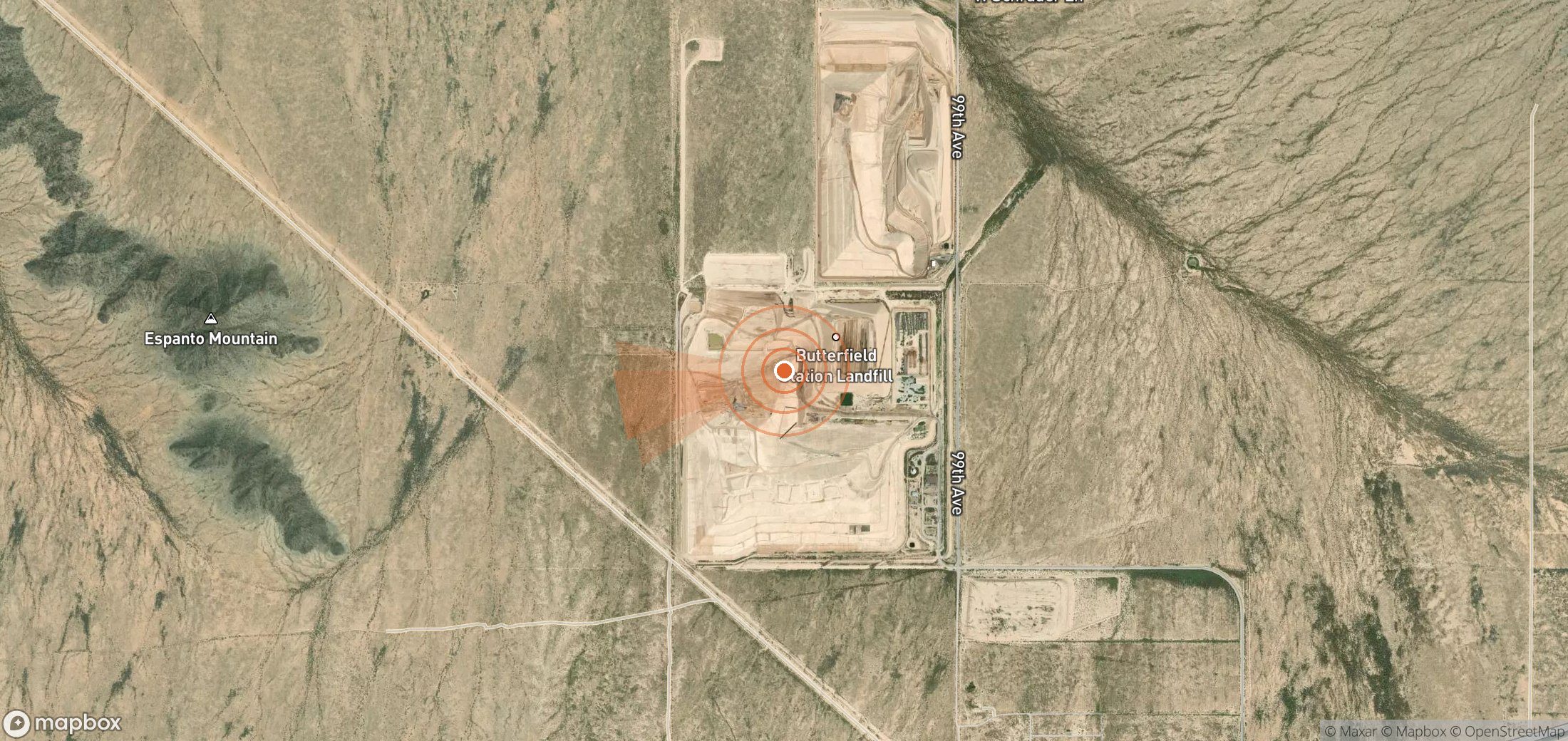 Mapa satelital de plumas de metano en Estados Unidos