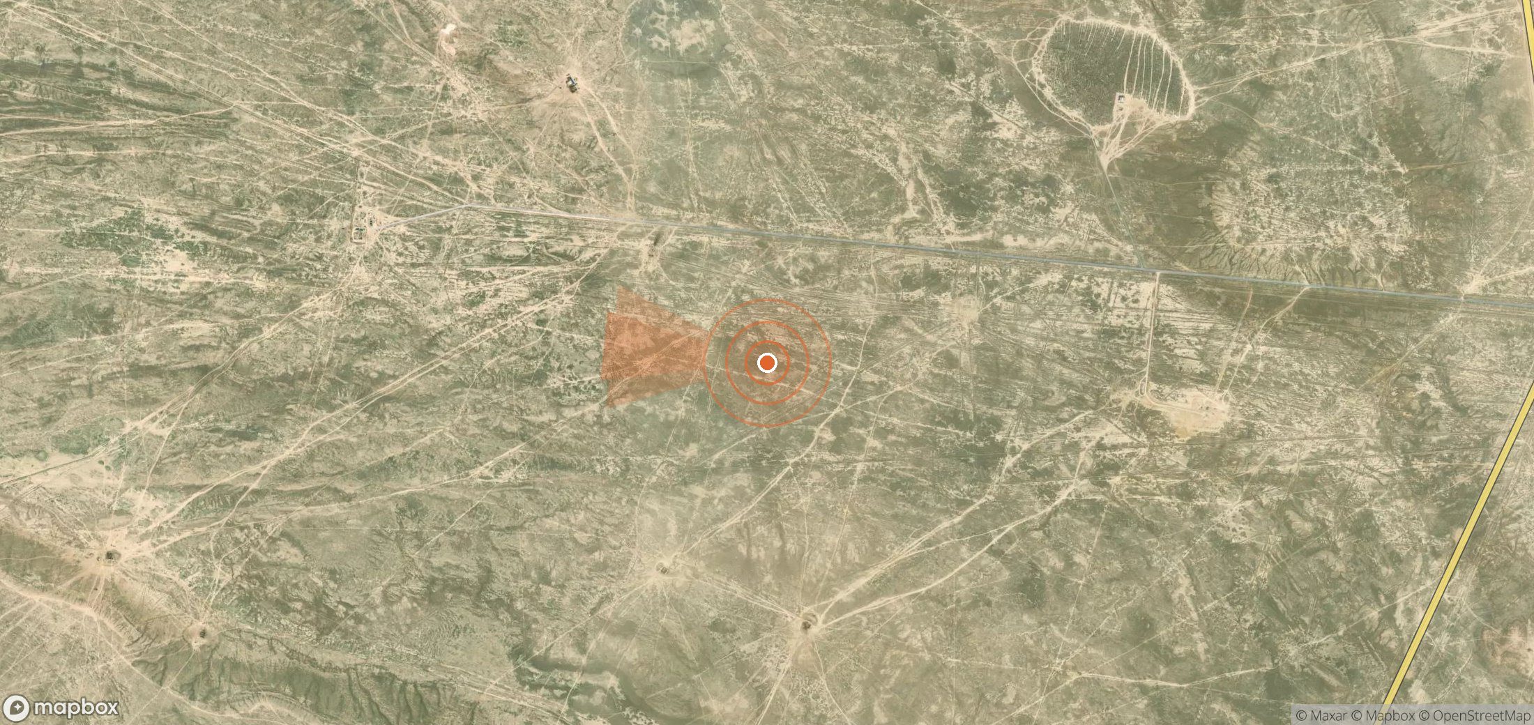 Satellite map of methane plume locations in Kazakhstan
