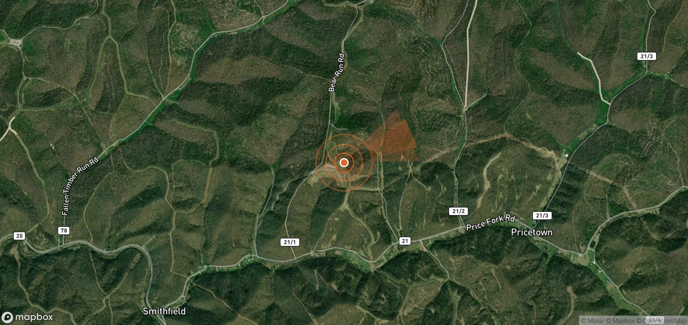 Satellite map of methane plume locations in United States