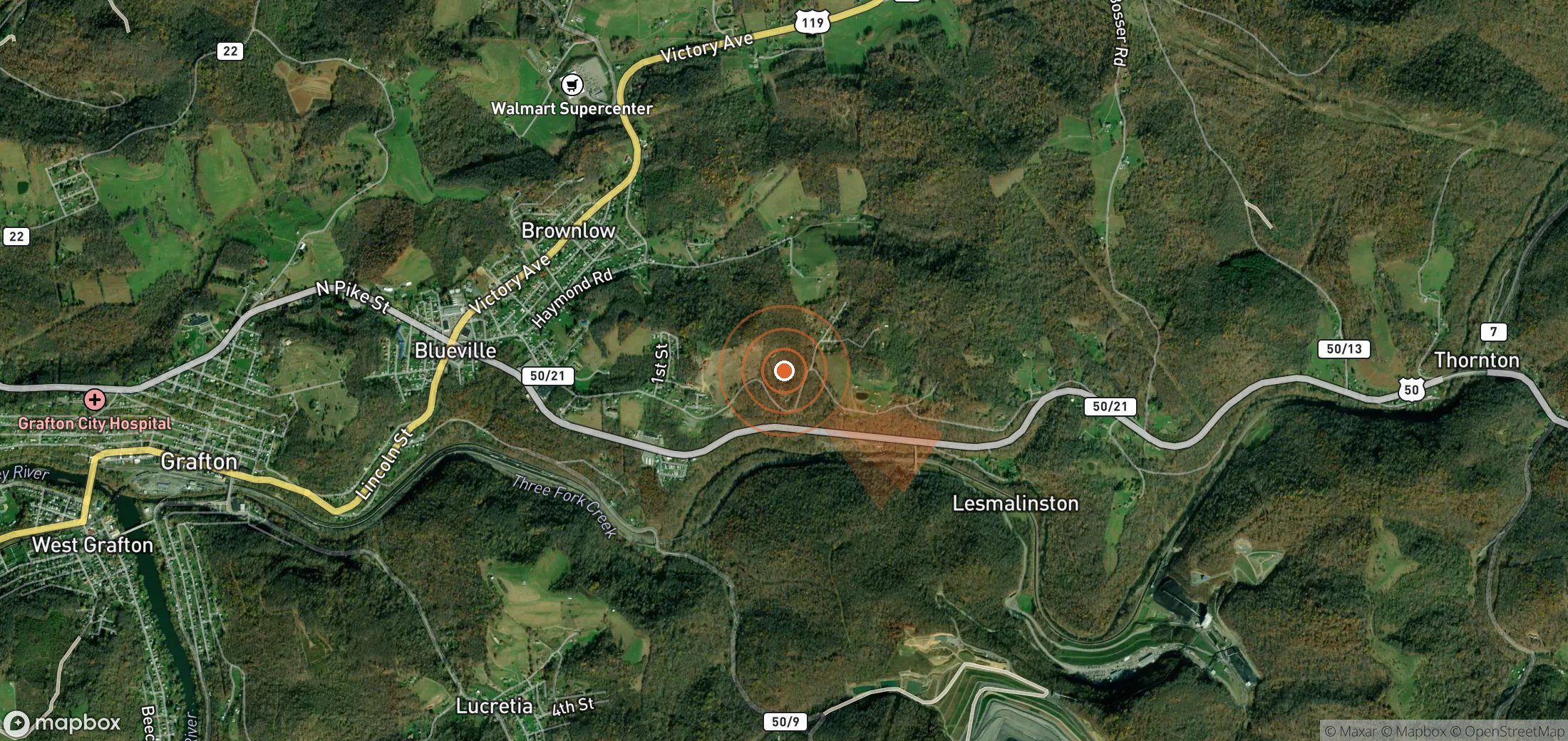Satellite map of methane plume locations in United States