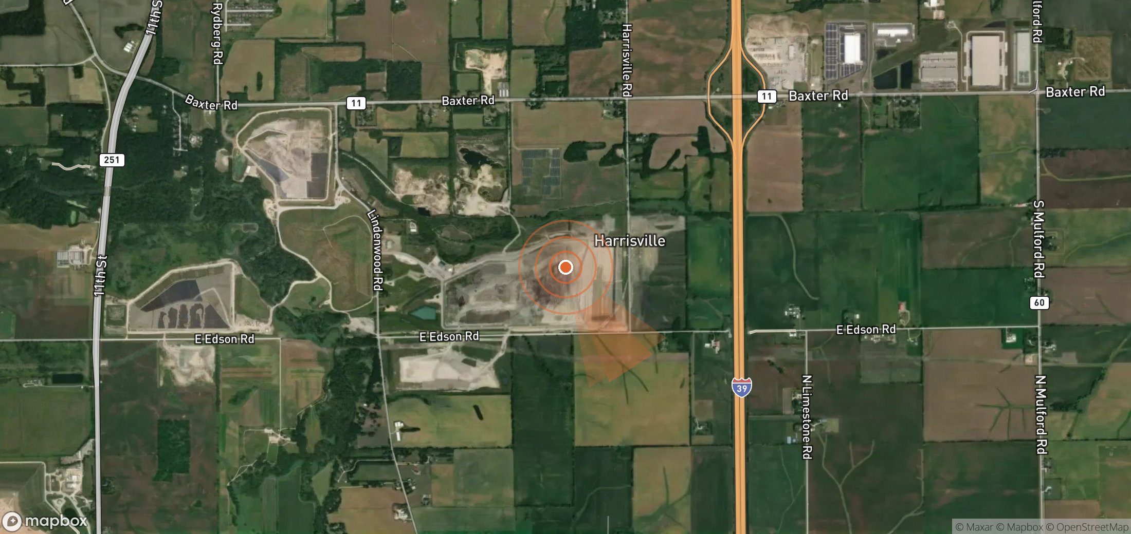Satellite map of methane plume locations in United States