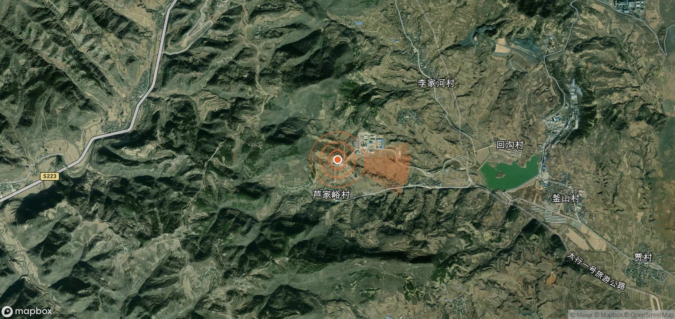 Satellite map of methane plume locations in China