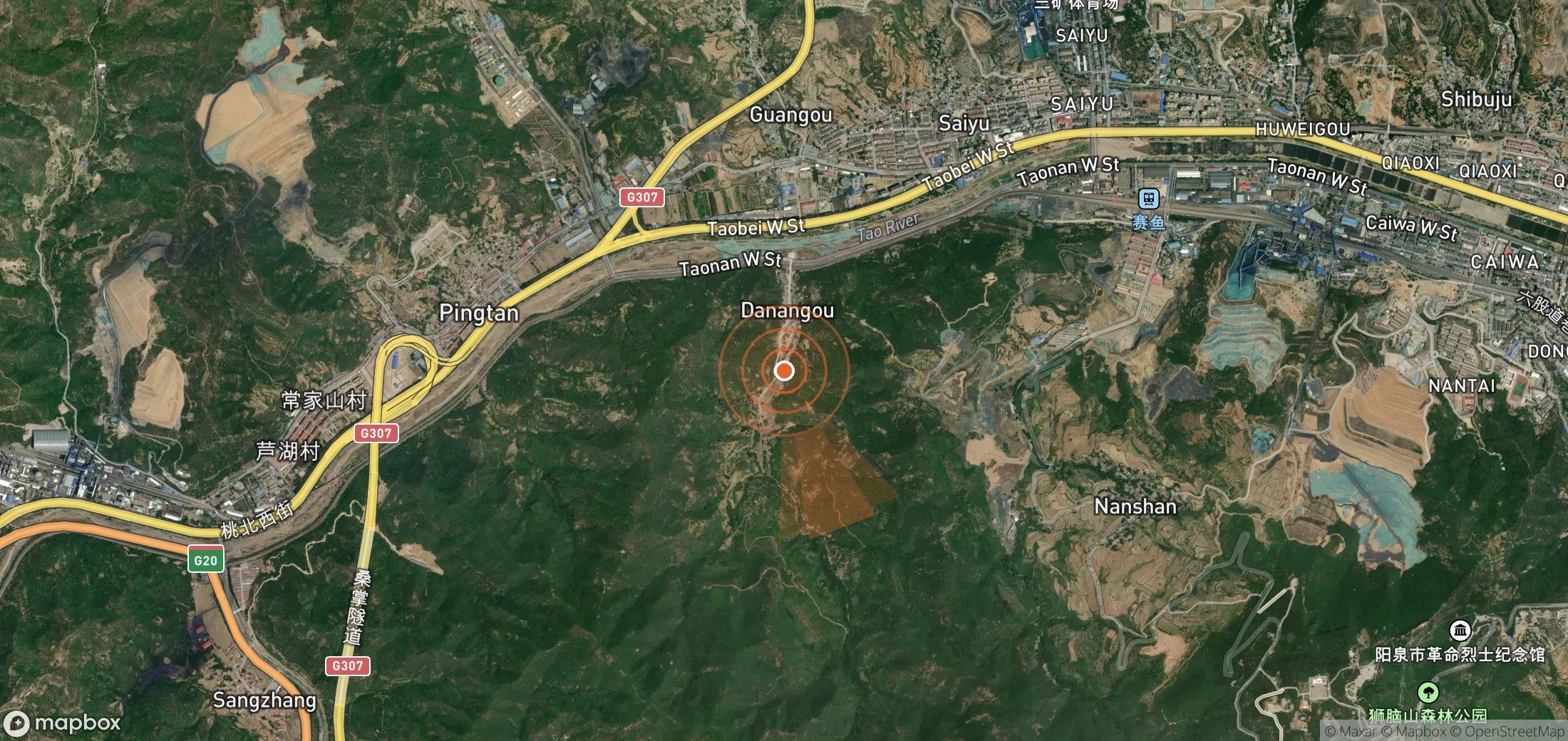 Satellite map of methane plume locations in China
