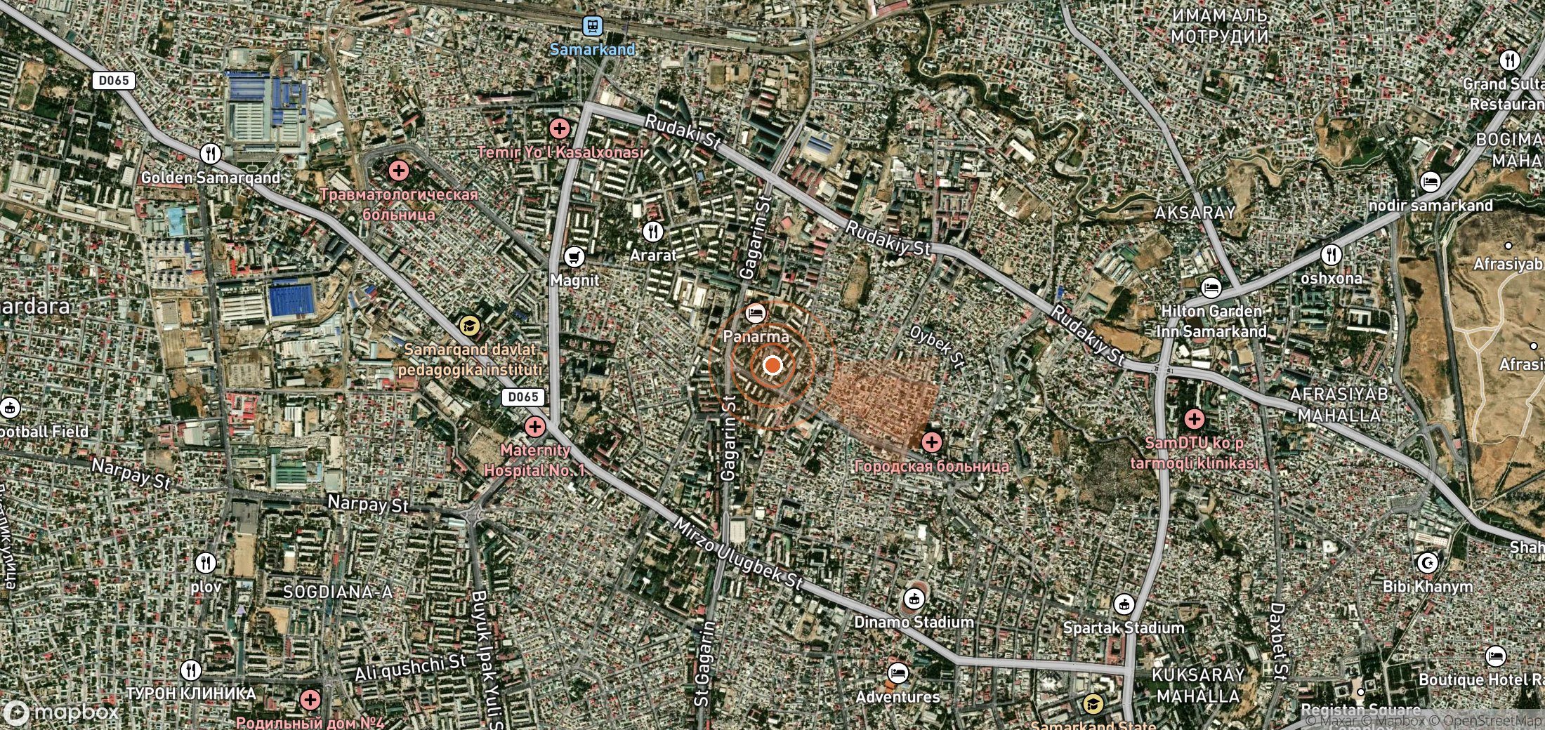 Satellite map of methane plume locations in Uzbekistan
